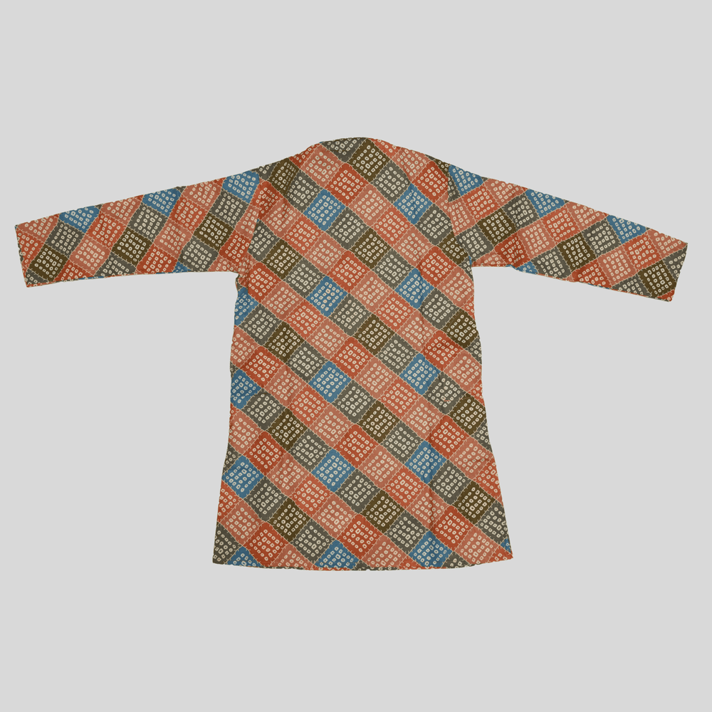 Boys Traditional Printed Chudidar Kurta Set - Red