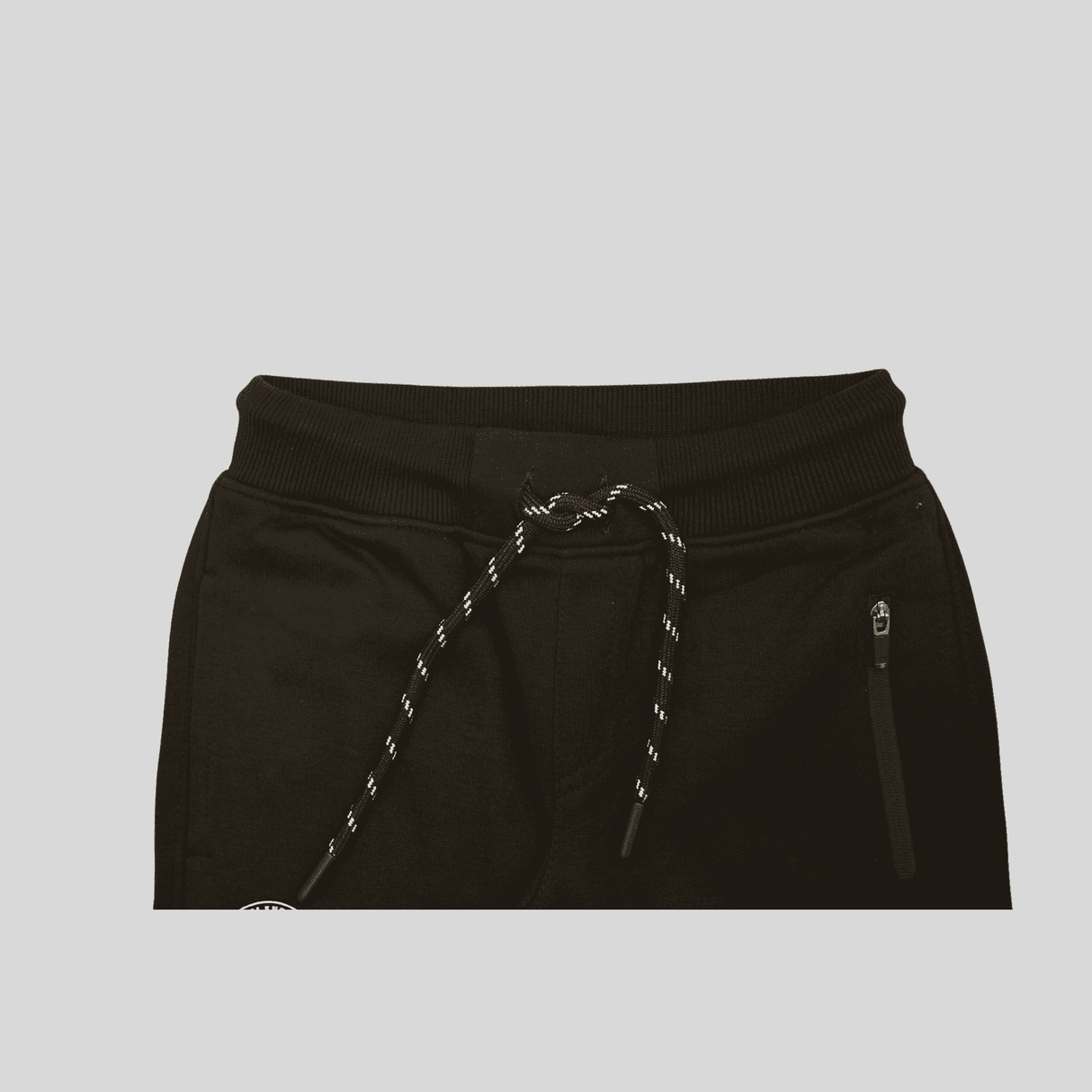 Boys Leisure Plain Elastic Waist Track Pant With Rib - Black