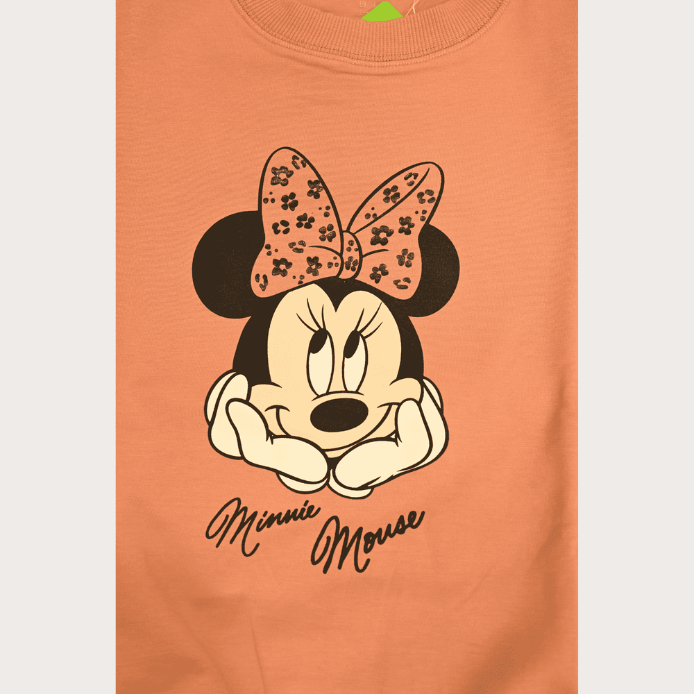 Girls Casual Printed Full Sleeves Track Pant Set - Peach