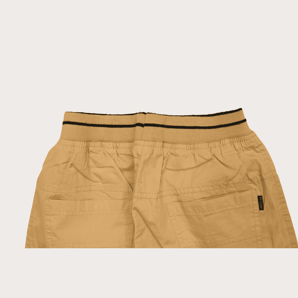 Boys Casual Plain Cotton Shorts Full Elastic - Cream