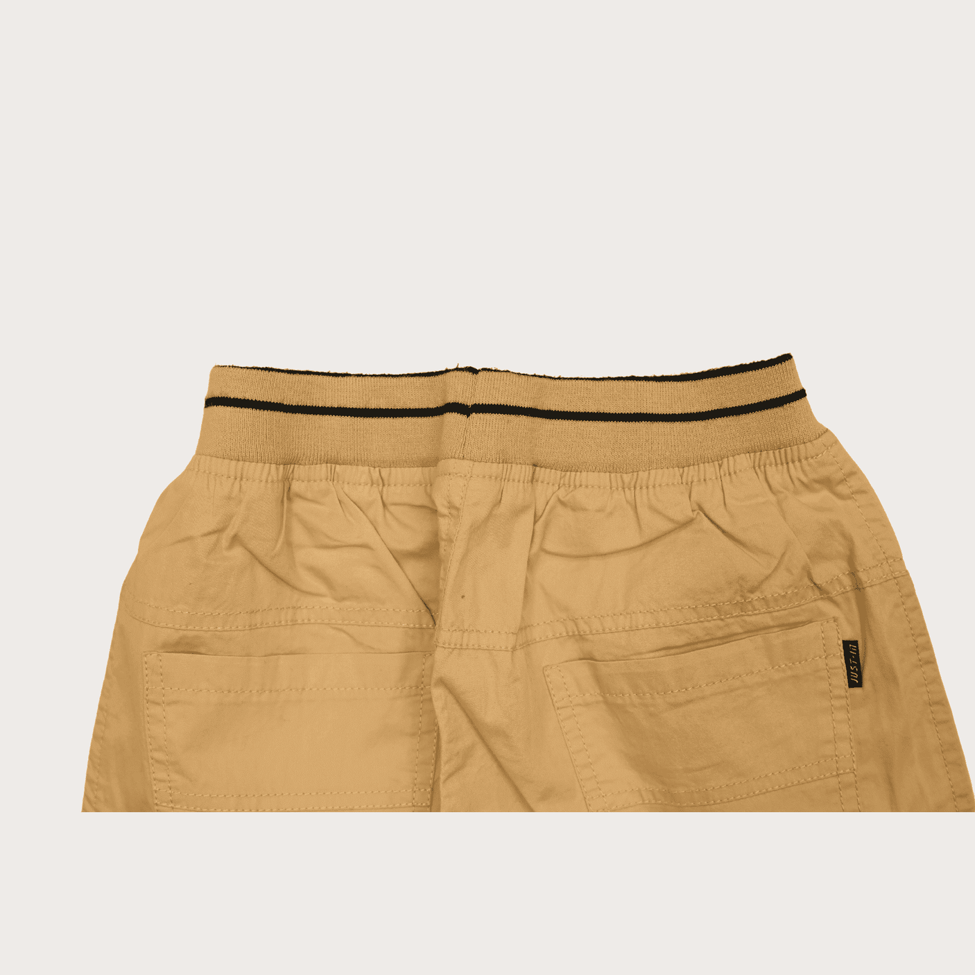Boys Casual Plain Cotton Shorts Full Elastic - Cream