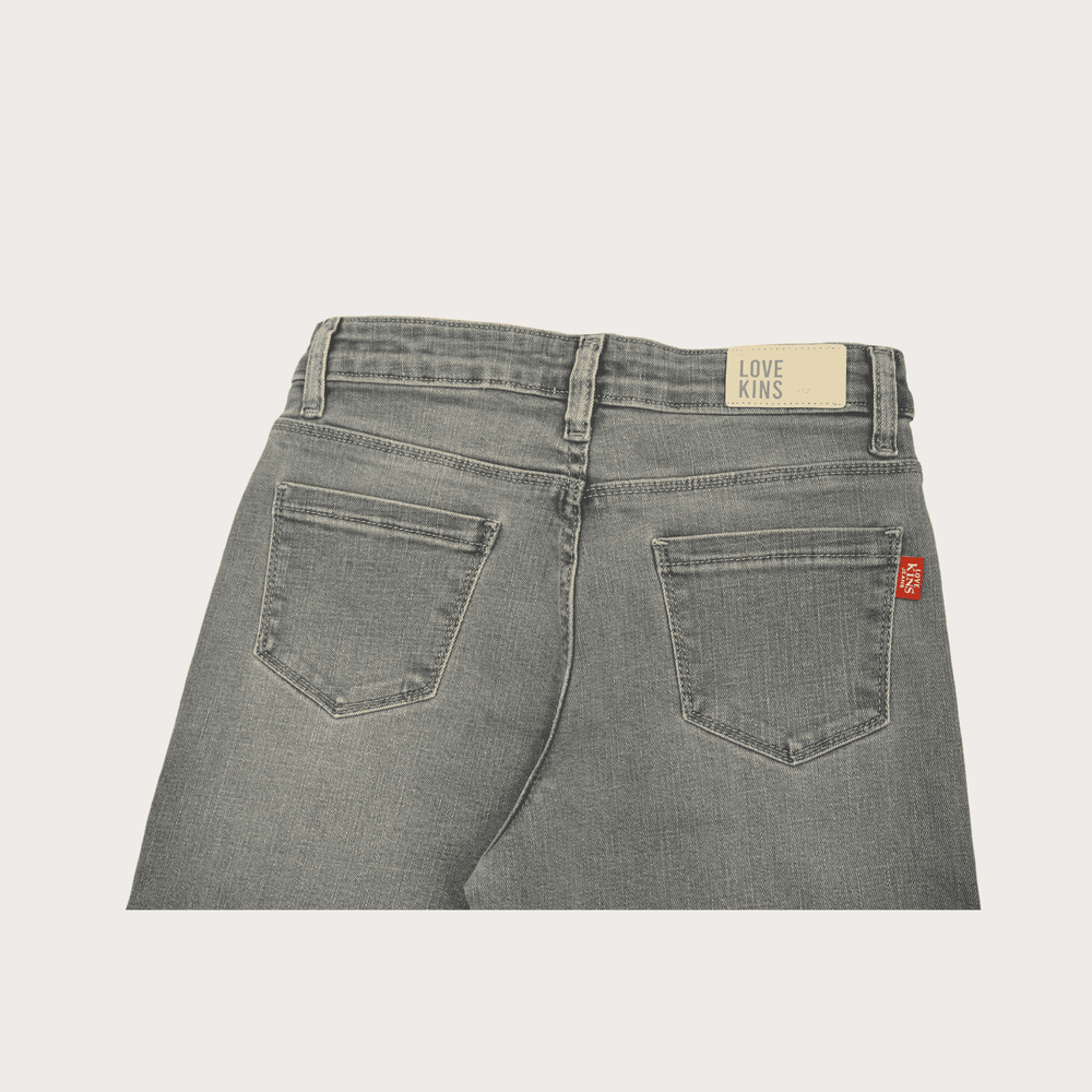 Girls Casual Plain Jeans Pant Fixed Waist - Grey