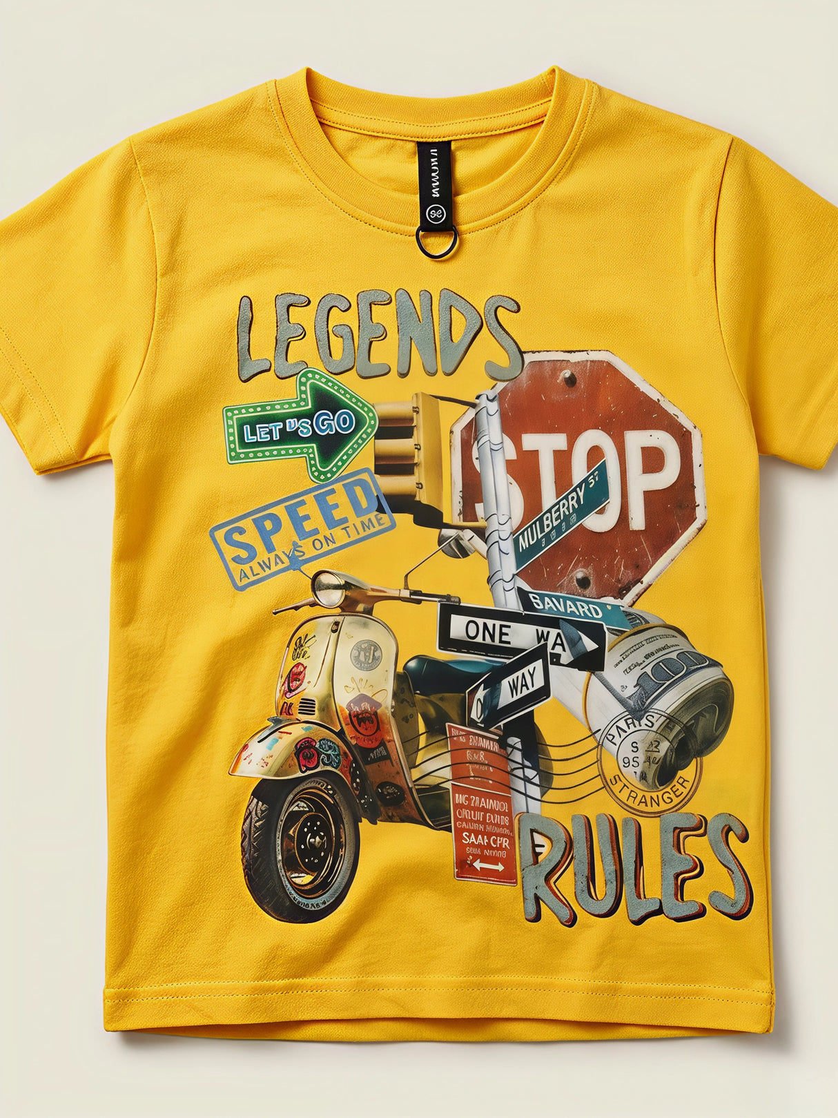 Boys Yellow "Legends Rules" Graphic Print T-Shirt