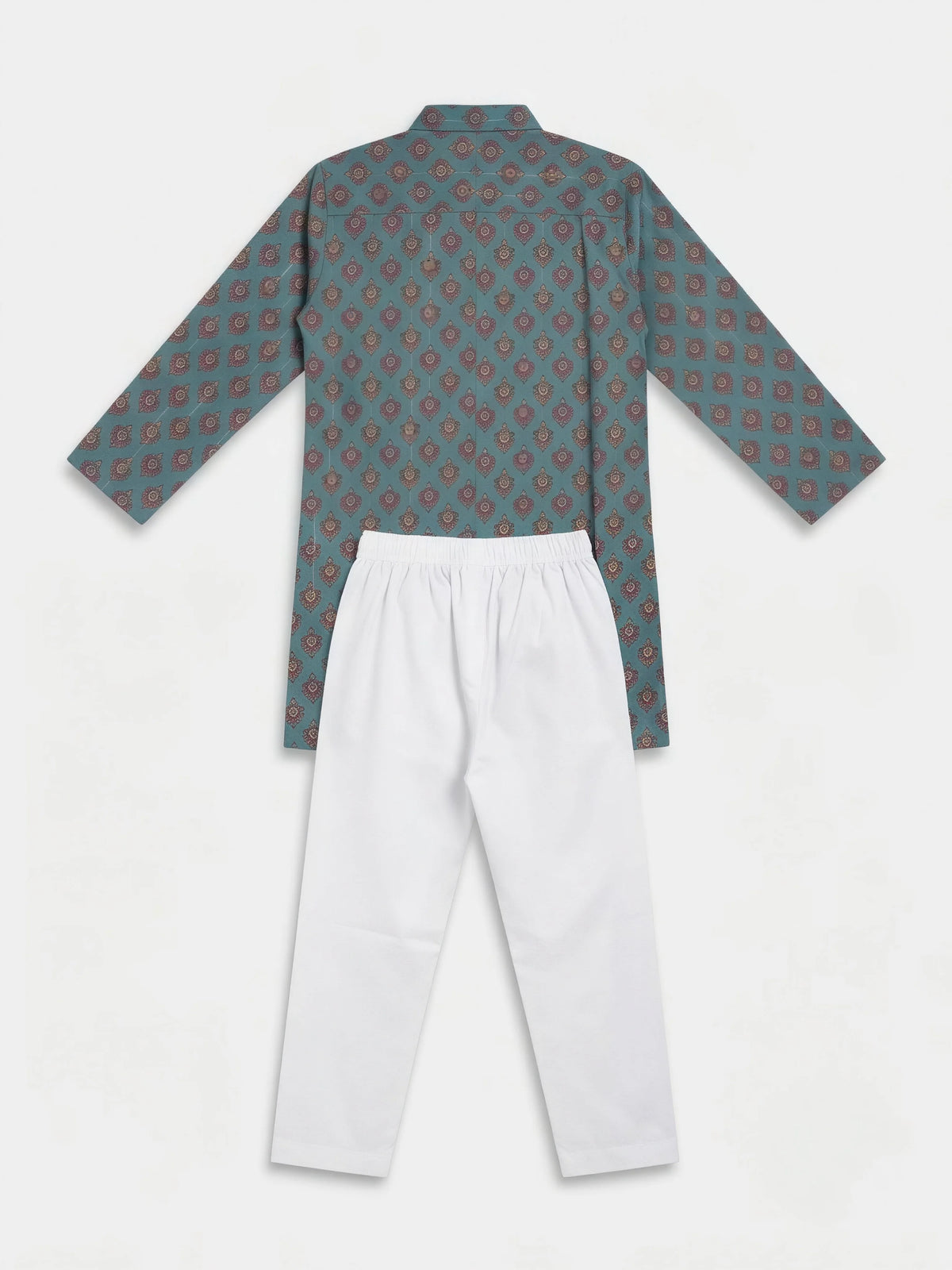 Blue Ethnic Print Kurta Pajama Set for Boys