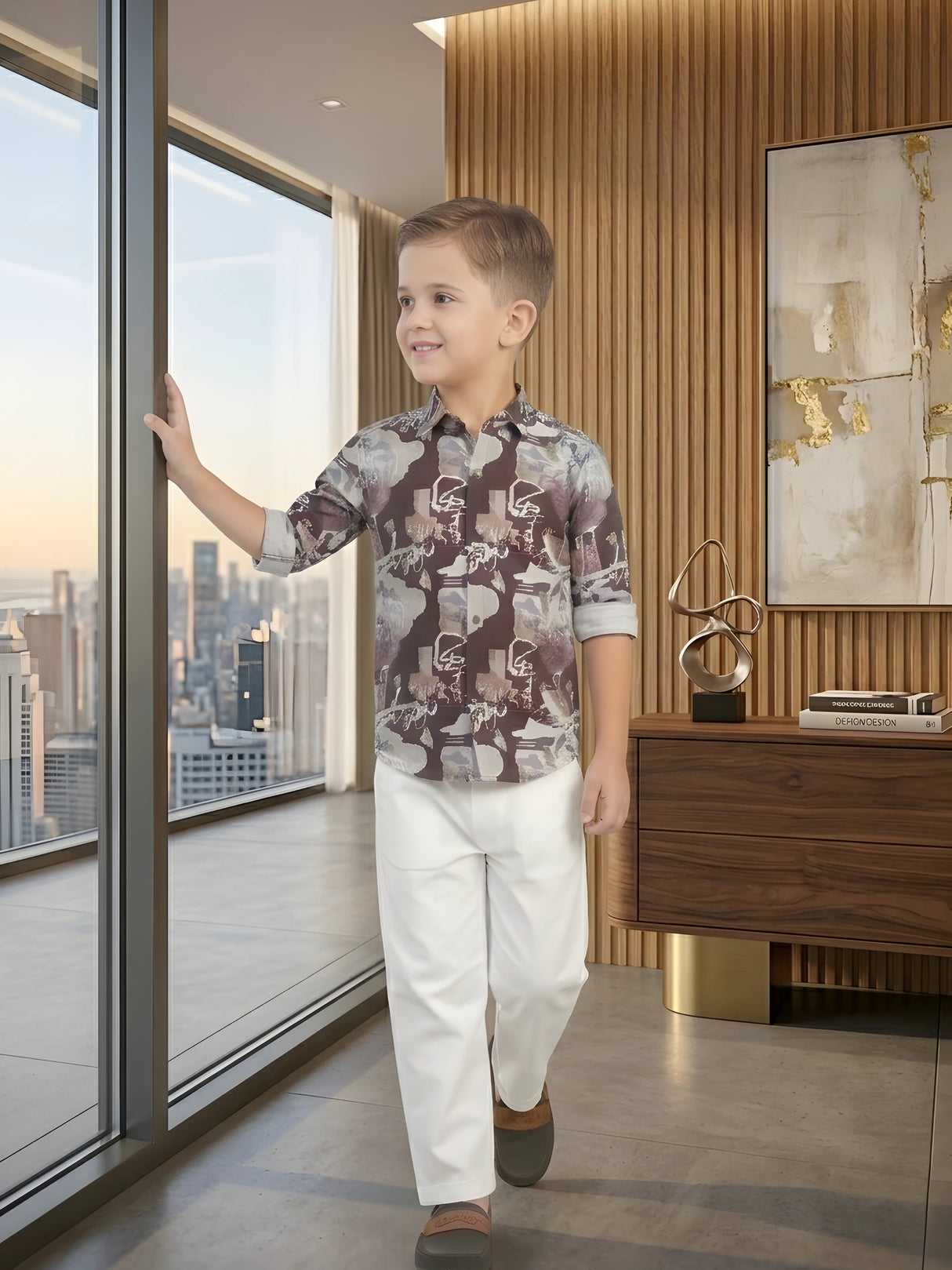 Boys' Printed Casual Shirt and Trouser Set