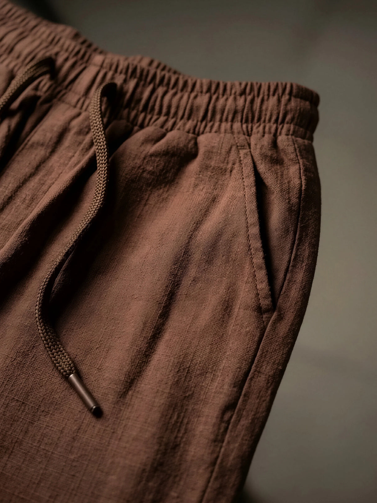 Boys' Earth-Tone Textured Cotton Pants - Brown
