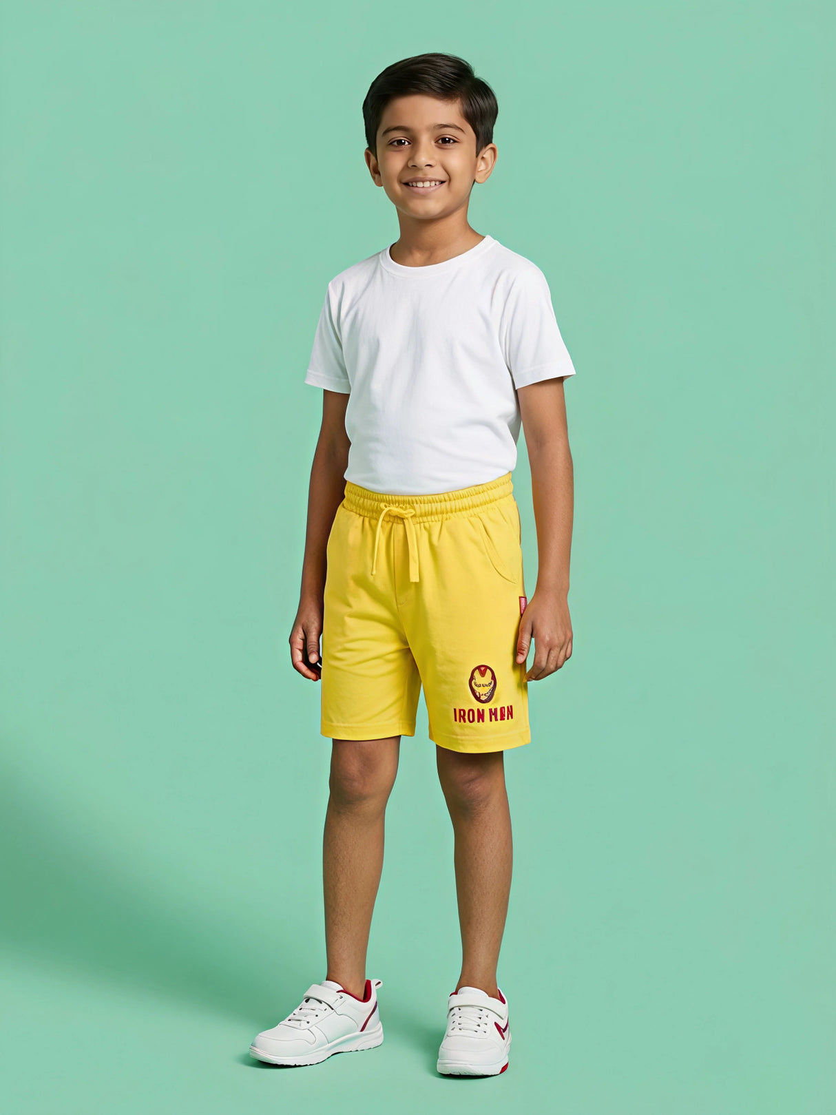 Boys Yellow Iron Man Cotton Shorts