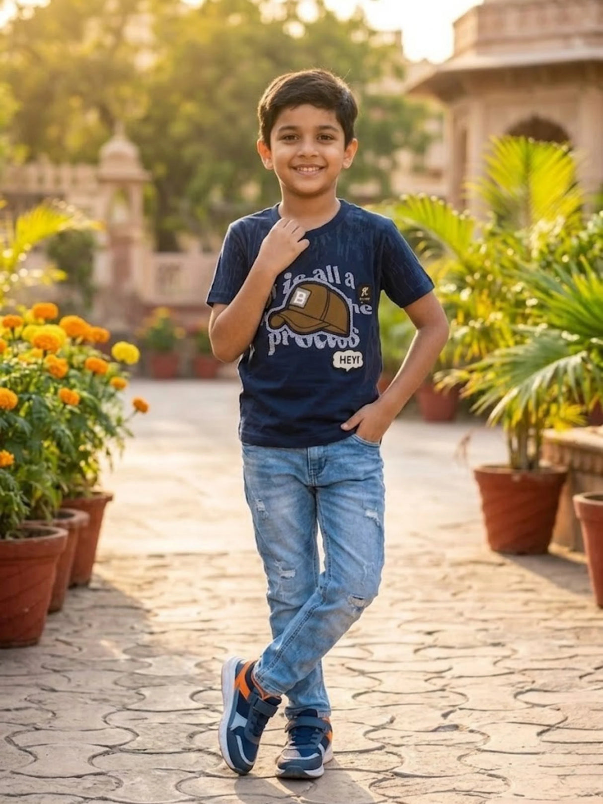 Boys Blue Graphic Cotton T-Shirt - Casual Comfort Wear