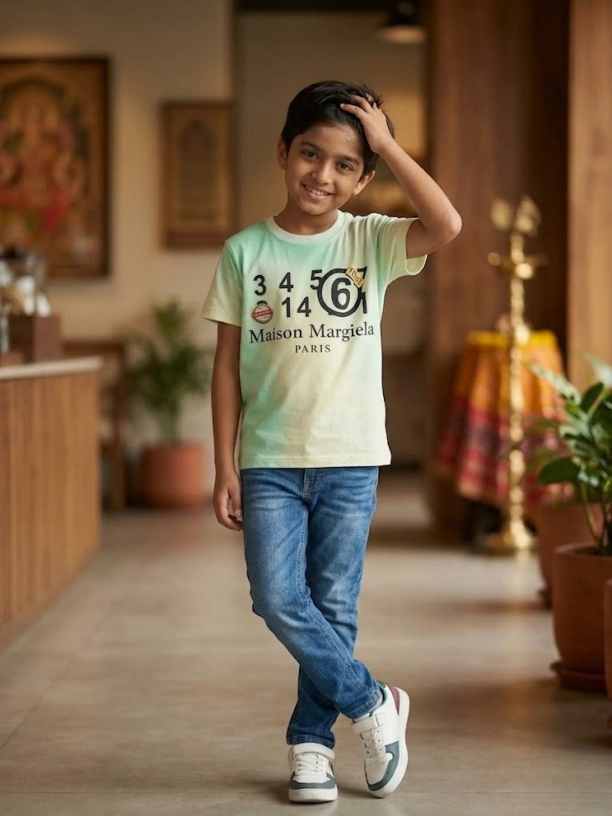 Boys Light Green Typography Graphic T-Shirt