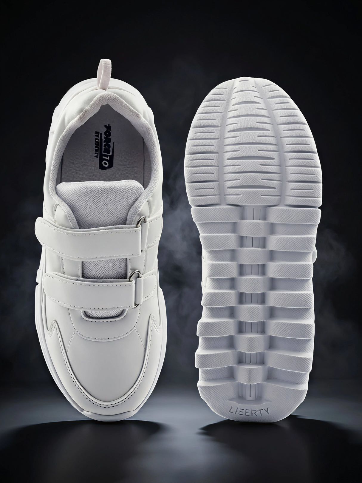Liberty Force 10 Unisex White Velcro School Shoes.
