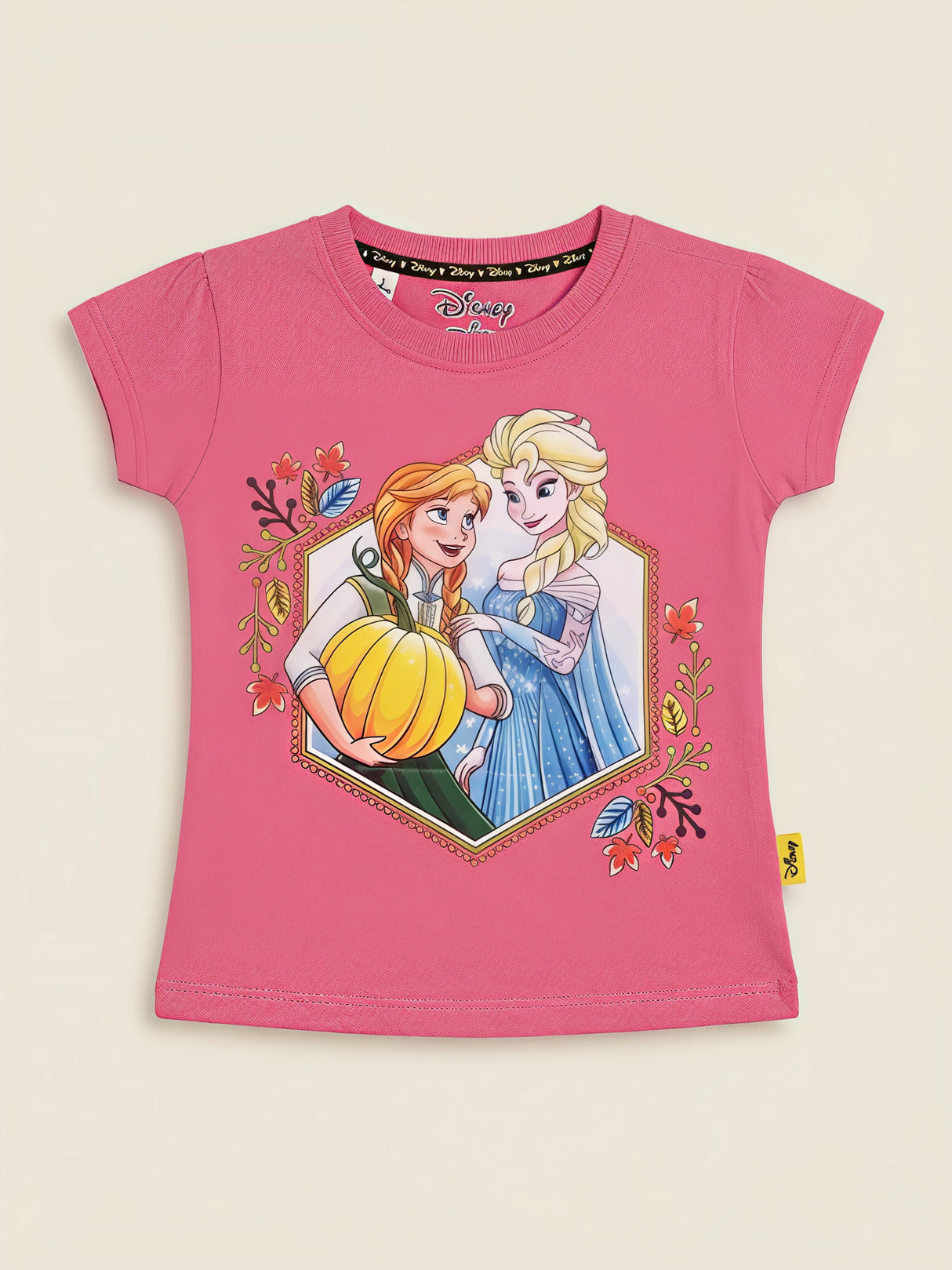 Girls Pink Frozen Printed Puff Sleeve T-Shirt