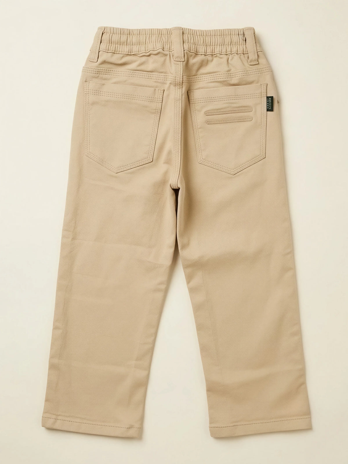 Boys Cream Elastic Waist Casual Pants