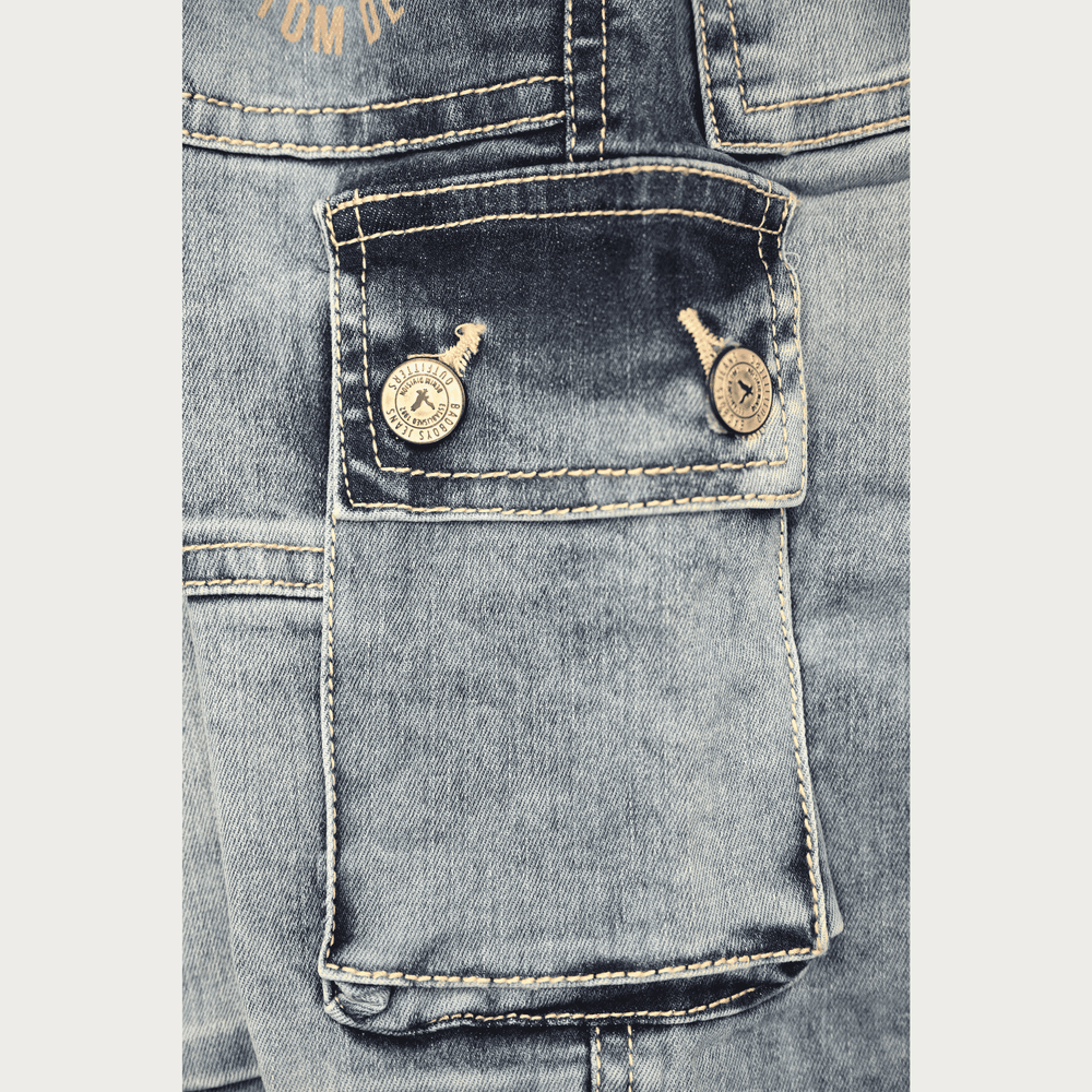 Boys Casual Plain Jeans Joggers With Rib - Blue