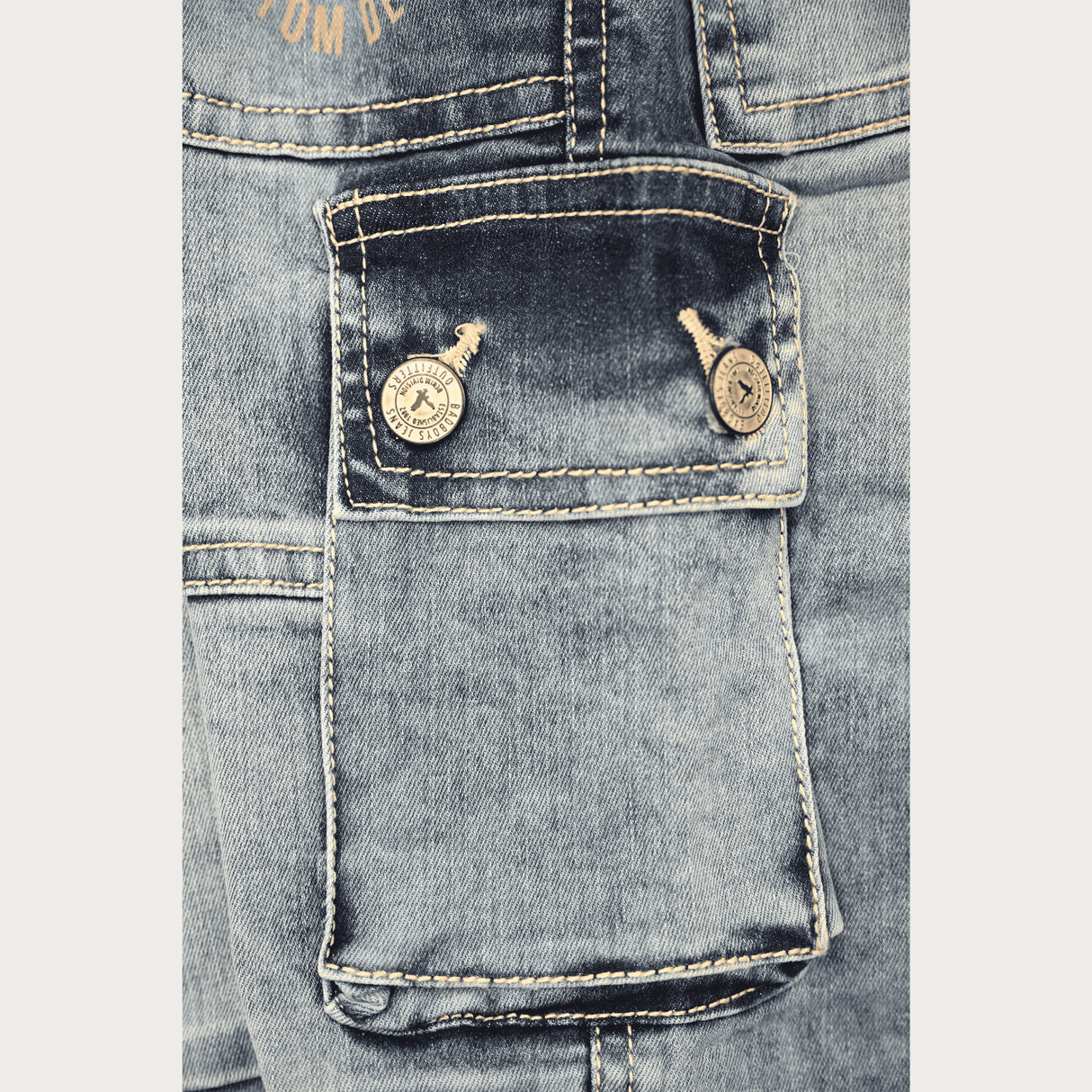 Boys Casual Plain Jeans Joggers With Rib - Blue