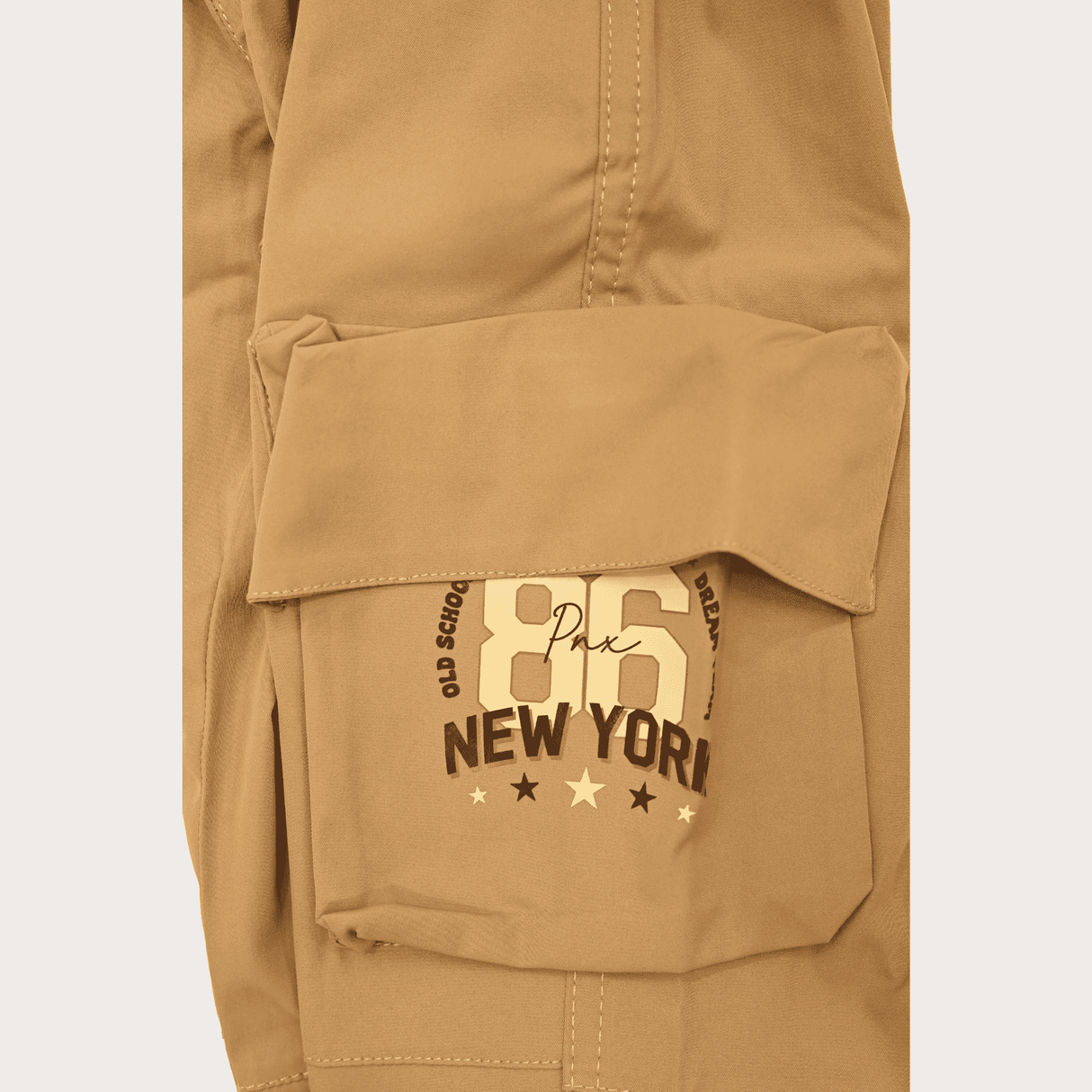 Boys Casual Plain Cotton Joggers With Rib - Brown