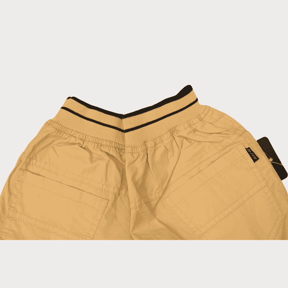 Boys Casual Plain Cotton Shorts Full Elastic - Fawn