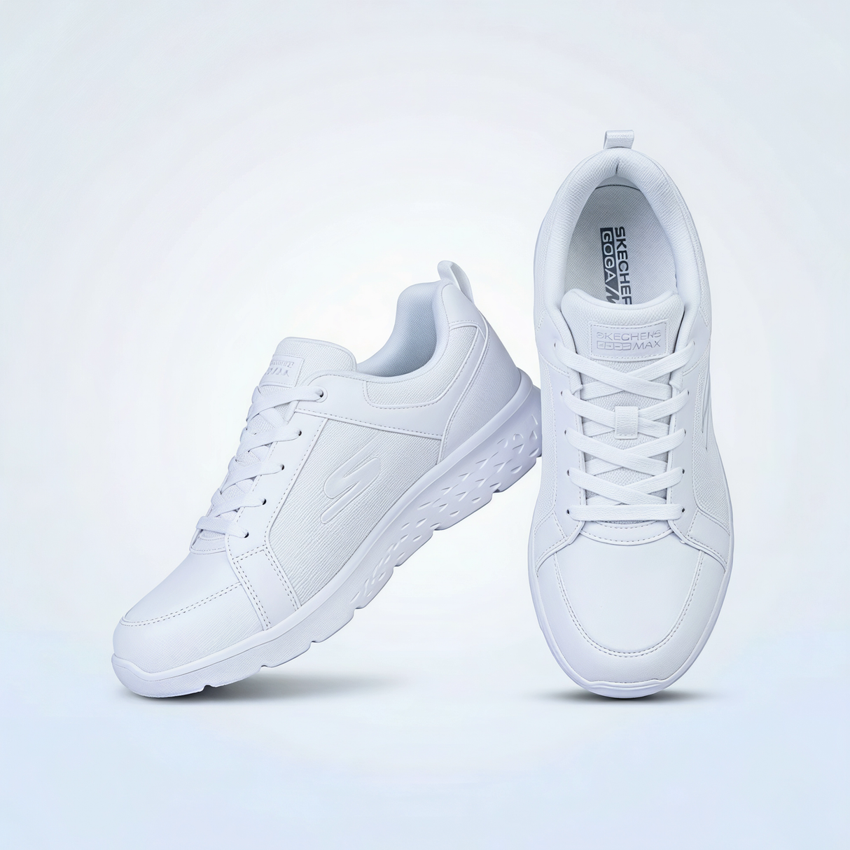 Skechers Essential Lace-Up School Shoes - White.
