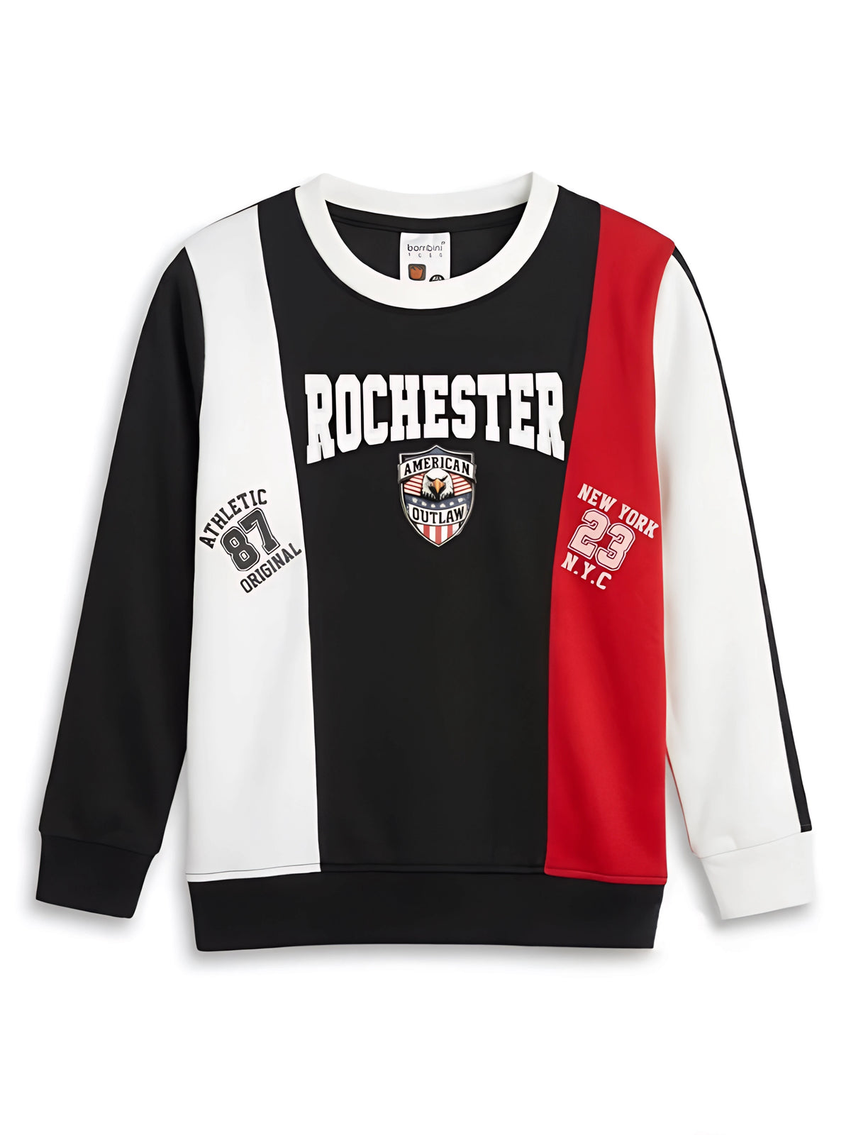 Black Colorblocked Graphic Print Full Sleeve T-Shirt Kids Casual Wear