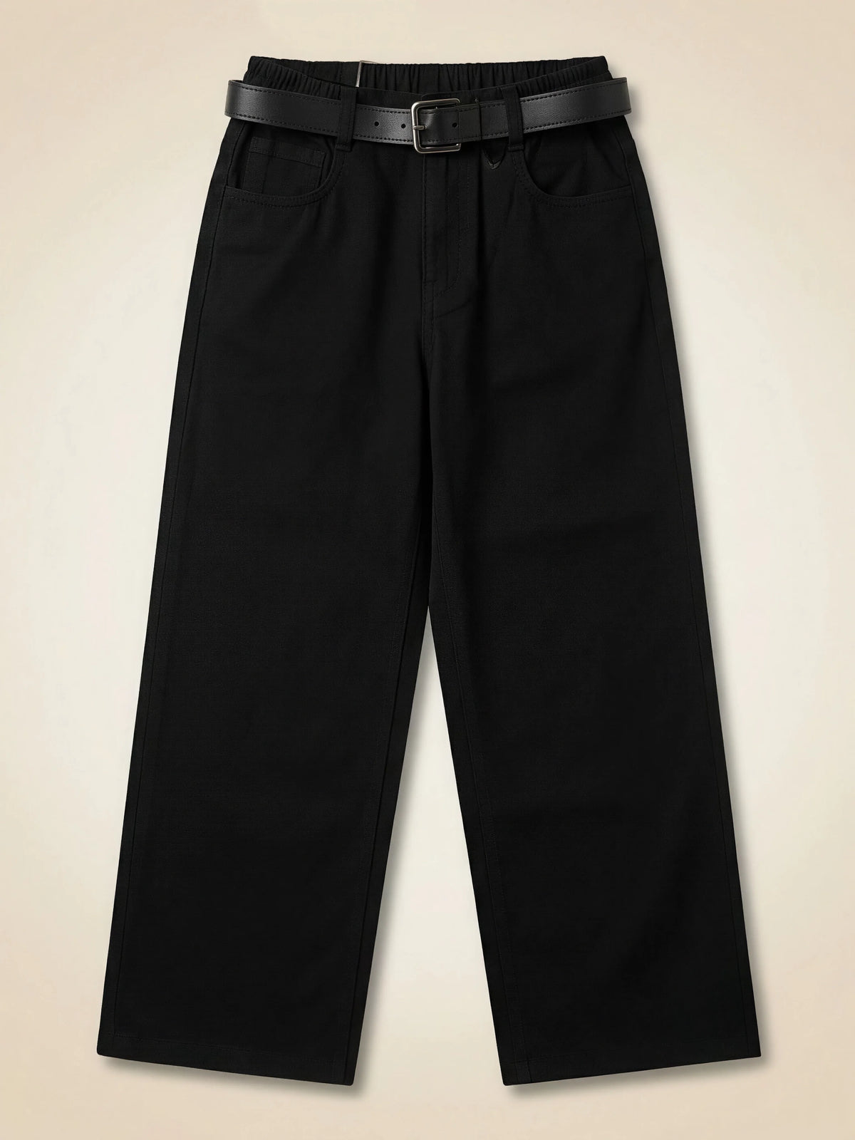 Boys Black Relaxed Fit Casual Trousers