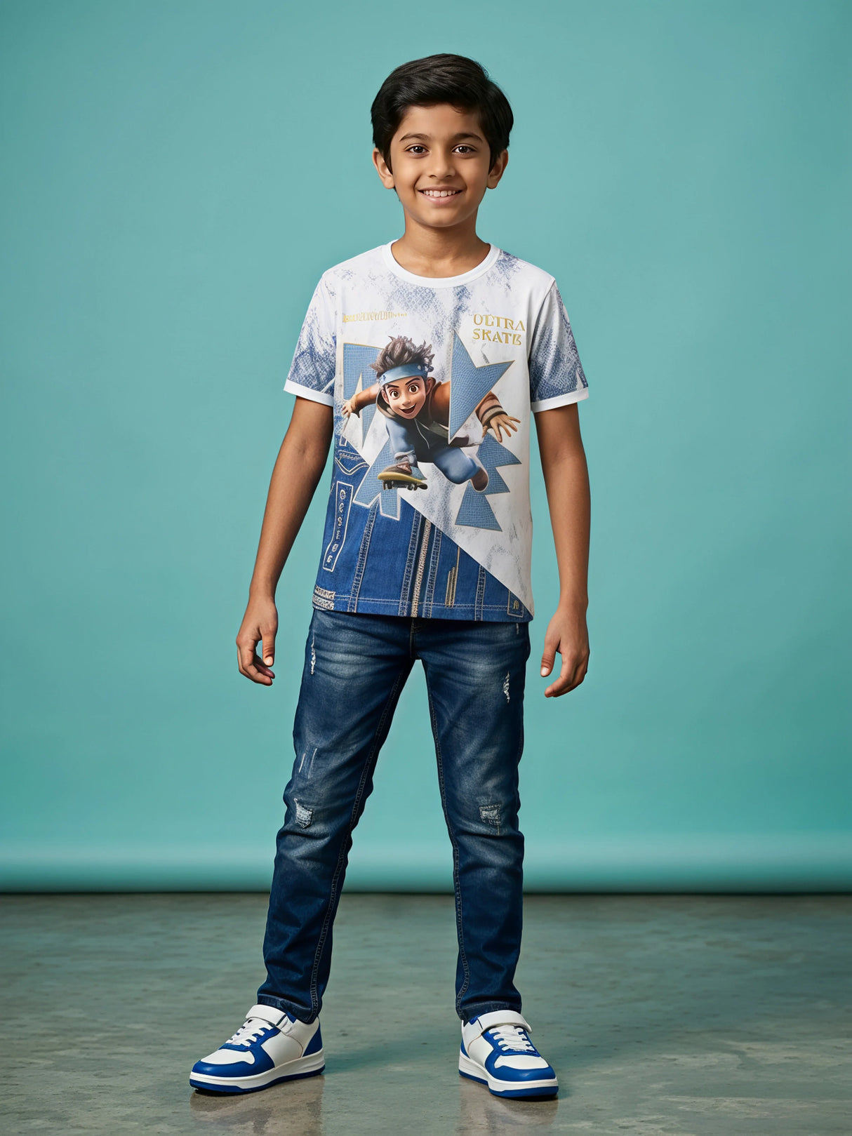 Boys White Ultra Skate Graphic Print T-Shirt