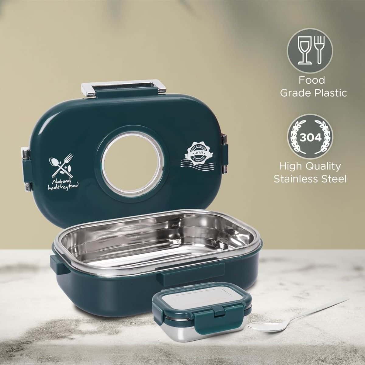 Jaypee Lunch Box Steel Submarine 800 Ml Green For Unisex.