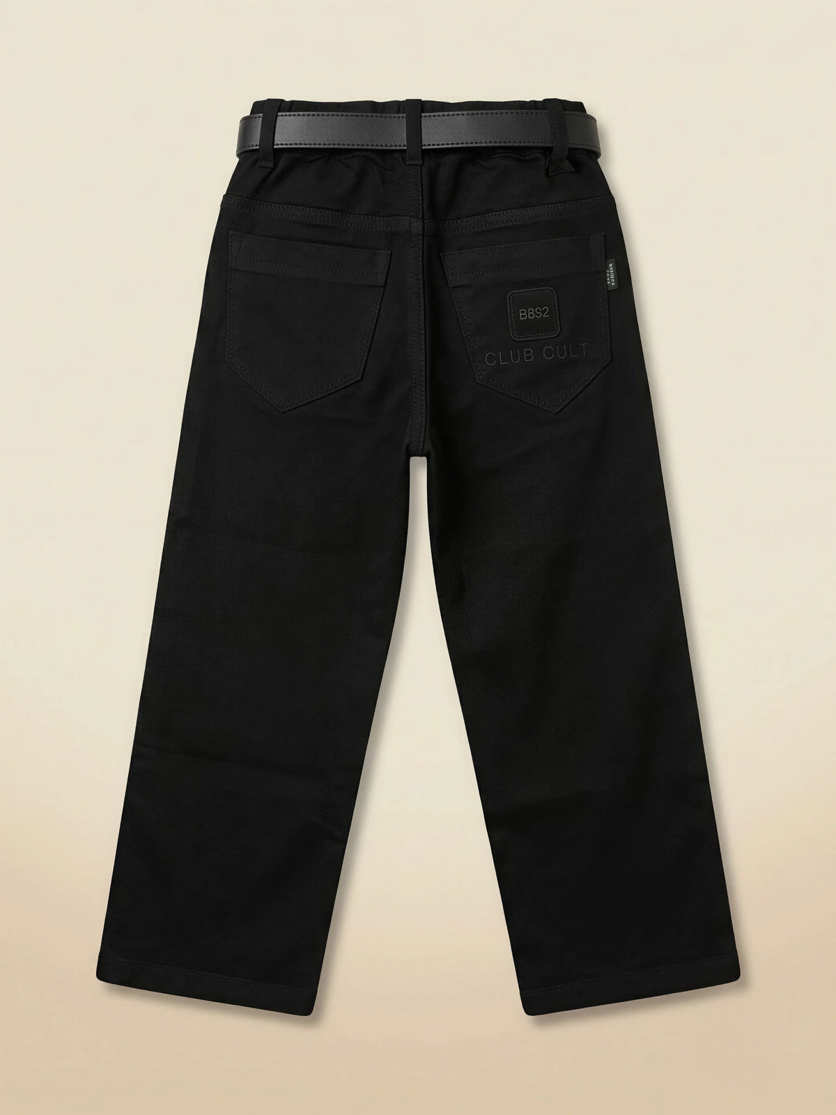 Boys Black Relaxed Fit Casual Trousers