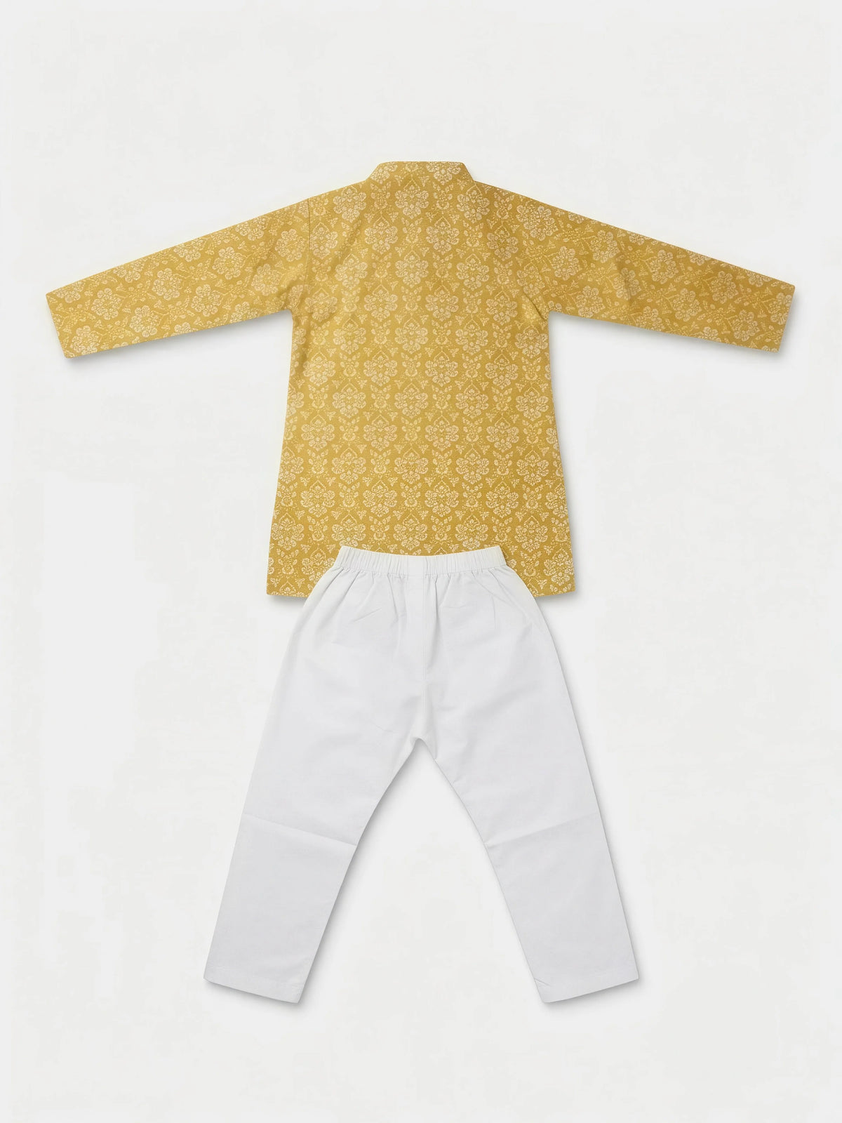 Boys Yellow Printed Ethnic Kurta Set