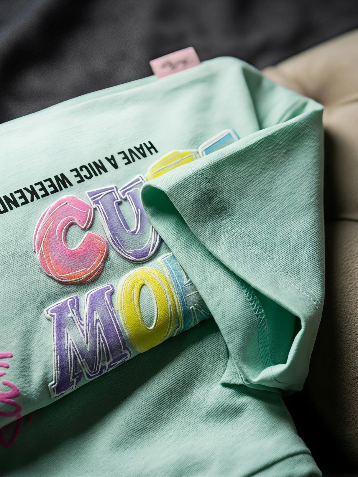 Girls Mint Green Graphic Cotton Top