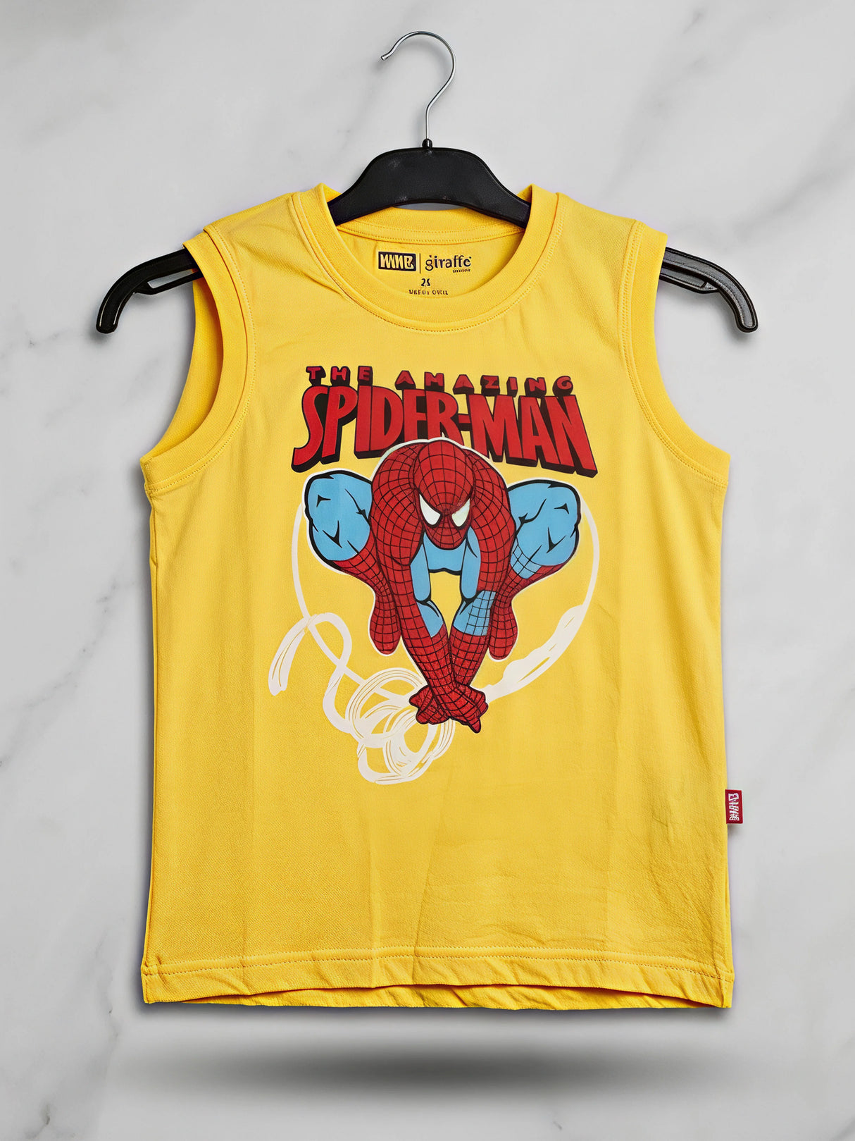 Boys Yellow Spider-Man Graphic Sleeveless T-Shirt