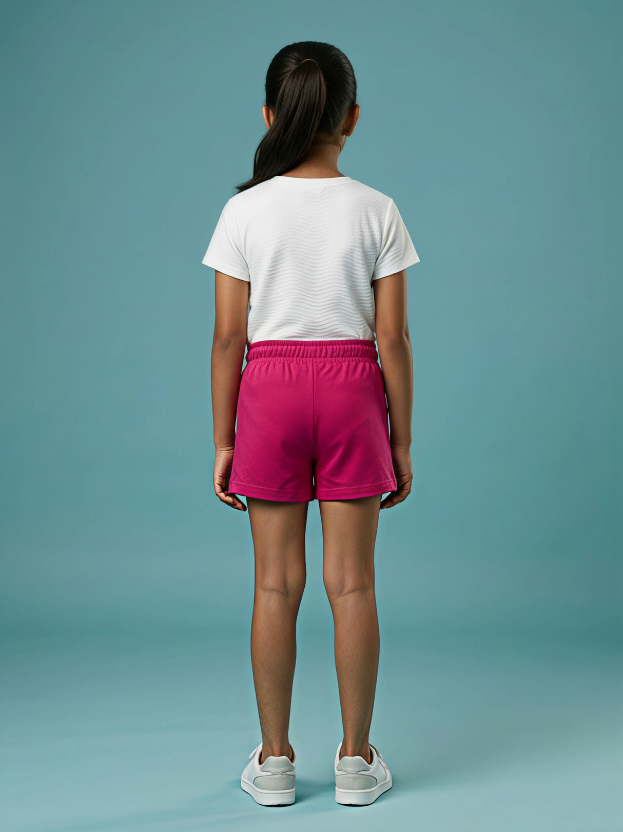 Girls Casual Rani Pink Cotton Shorts with Elasticated Drawstring Waist
