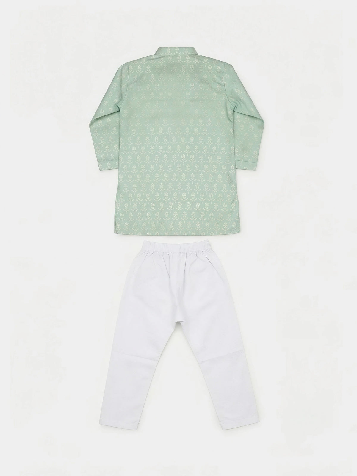 Green Floral Print Kurta Pajama Set for Boys