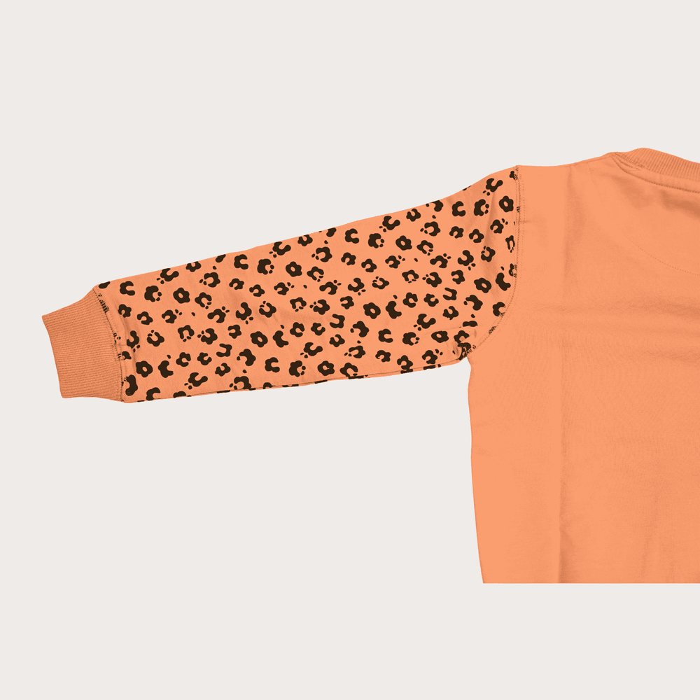 Girls Casual Printed Full Sleeves Track Pant Set - Peach