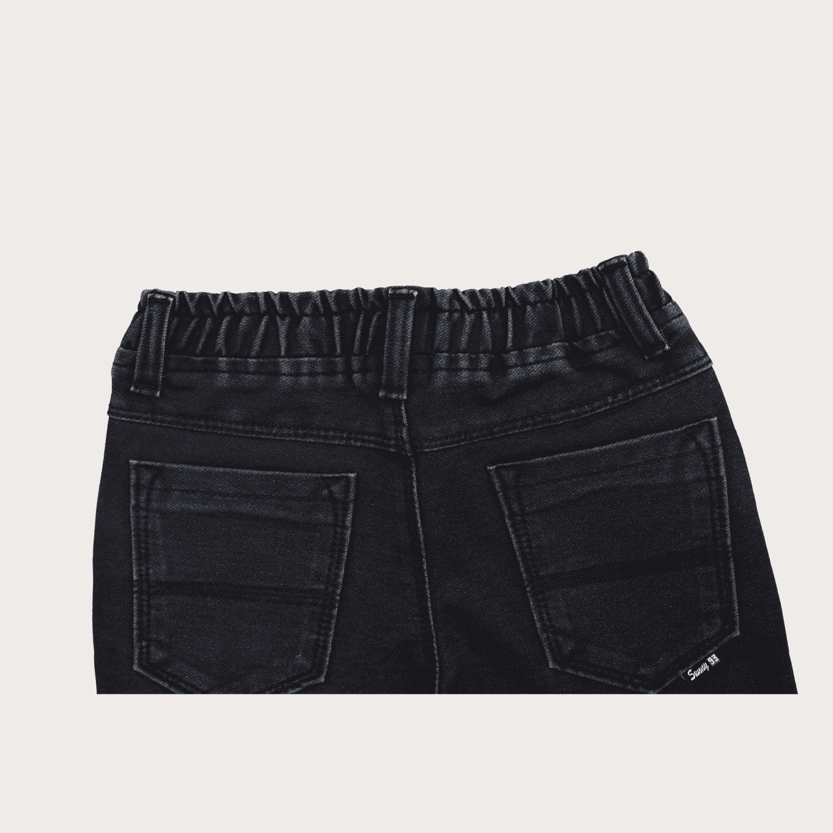 Boys Casual Plain Jeans Shorts Full Elastic - Blue