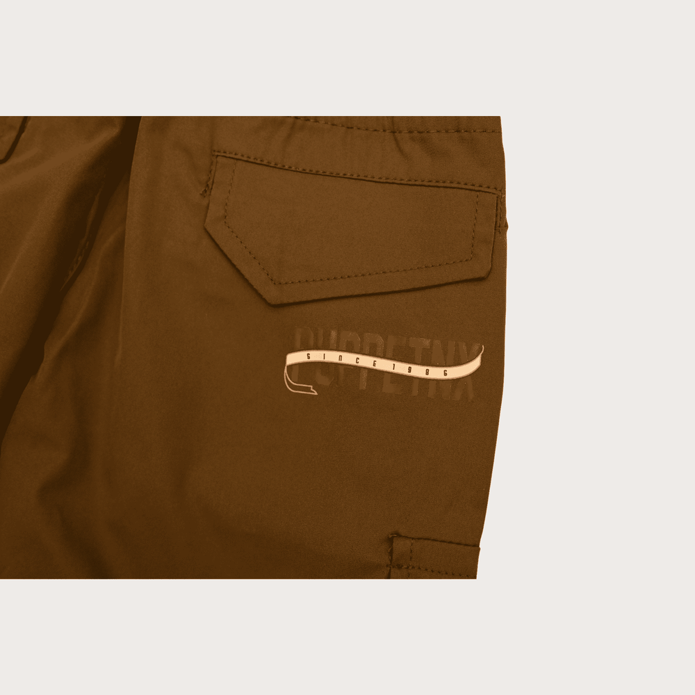 Boys Casual Plain Cotton Joggers With Rib - Coffee