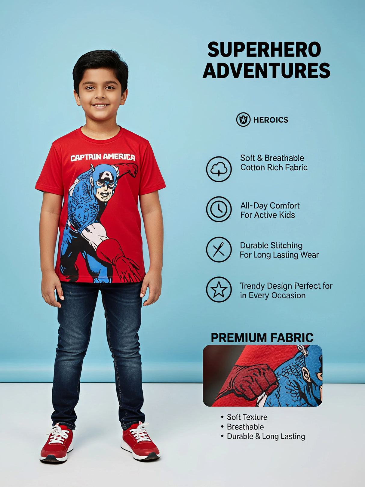 Boys Red Captain America Graphic T-Shirt