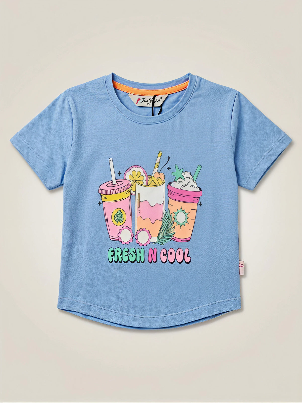 Girls Blue "Fresh N Cool" Summer Graphic Tee
