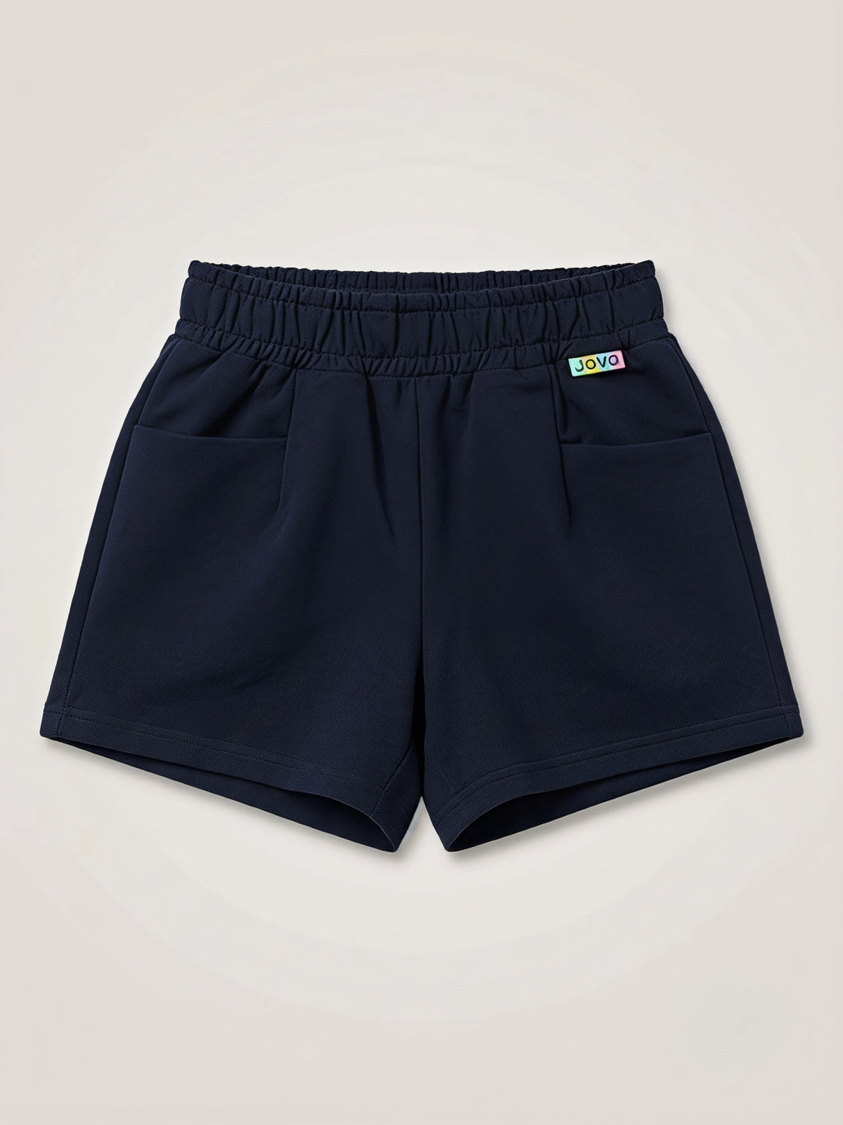Girls Navy Blue Casual Cotton Shorts with Drawstring