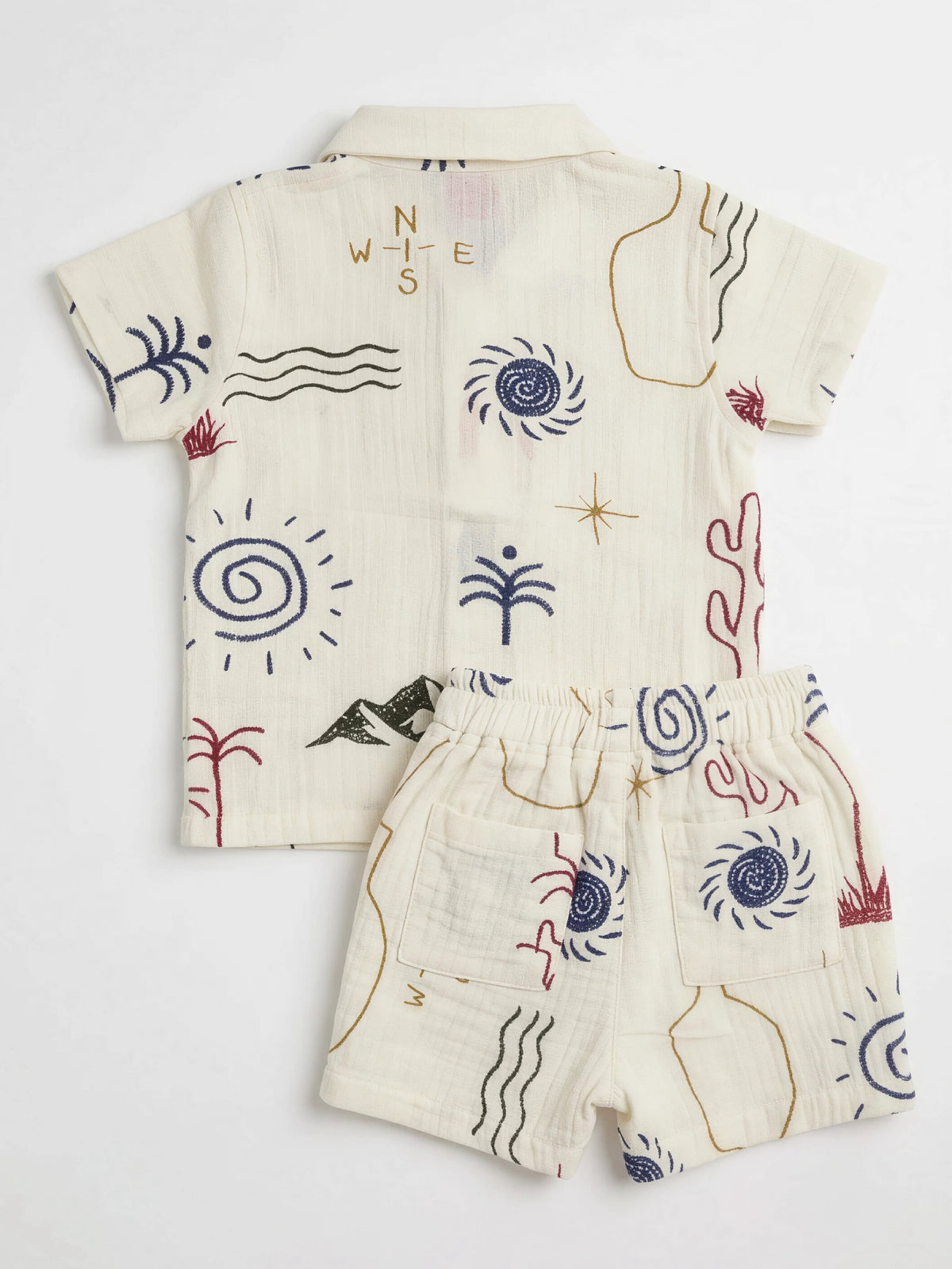 Blue Graphic Printed Cotton Boys Coordinate Set