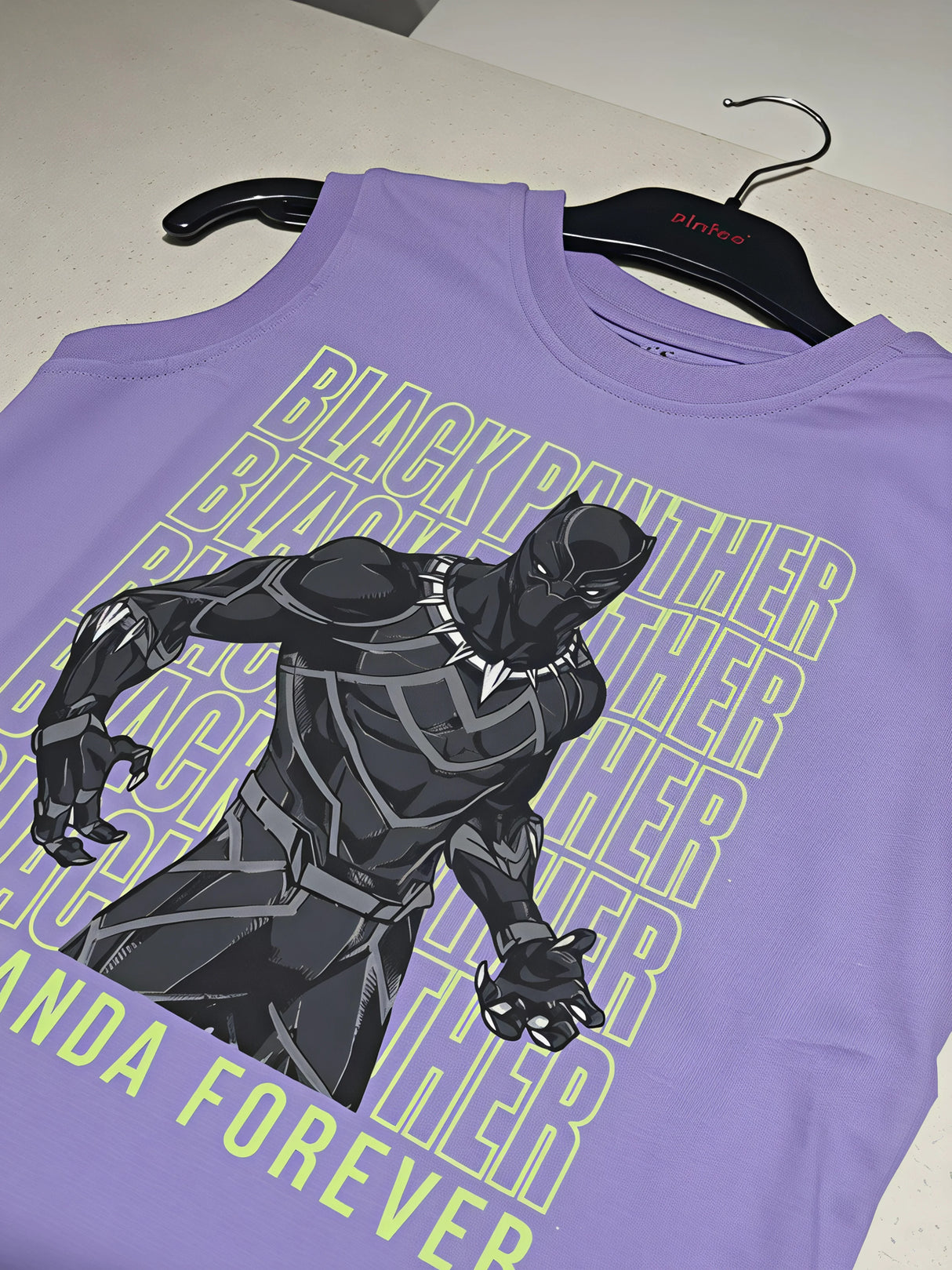 Boys' Purple Black Panther Muscle Tee - Wakanda Forever Print