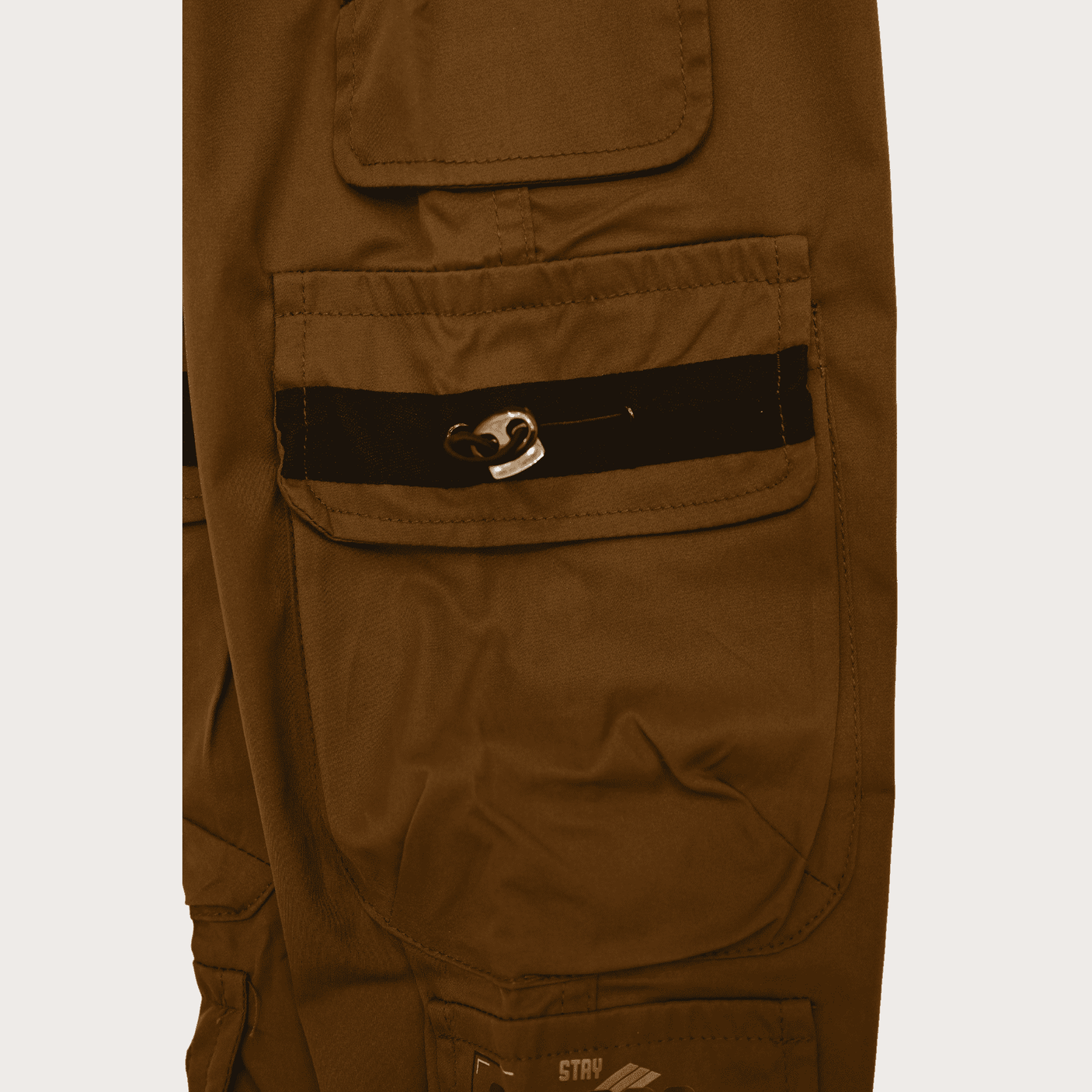 Boys Casual Plain Cotton Joggers With Rib - Coffee