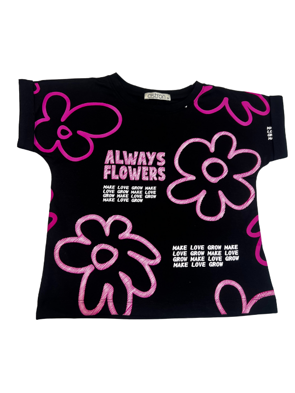 Girls' "Always Flowers" Graphic T-Shirt