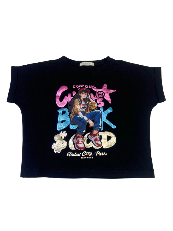 Girls' "Cute Girl" Streetwear Graphic Top