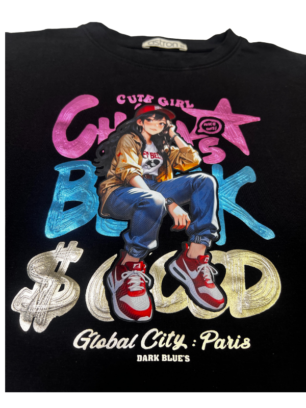 Girls' "Cute Girl" Streetwear Graphic Crop Top