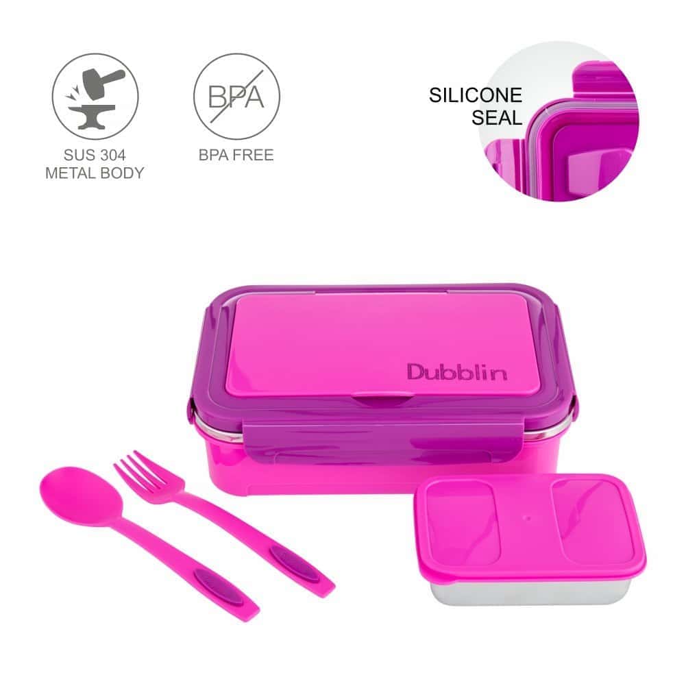 Dubblin Lunch Box Steel Buffet 750 Ml Pink For Unisex.