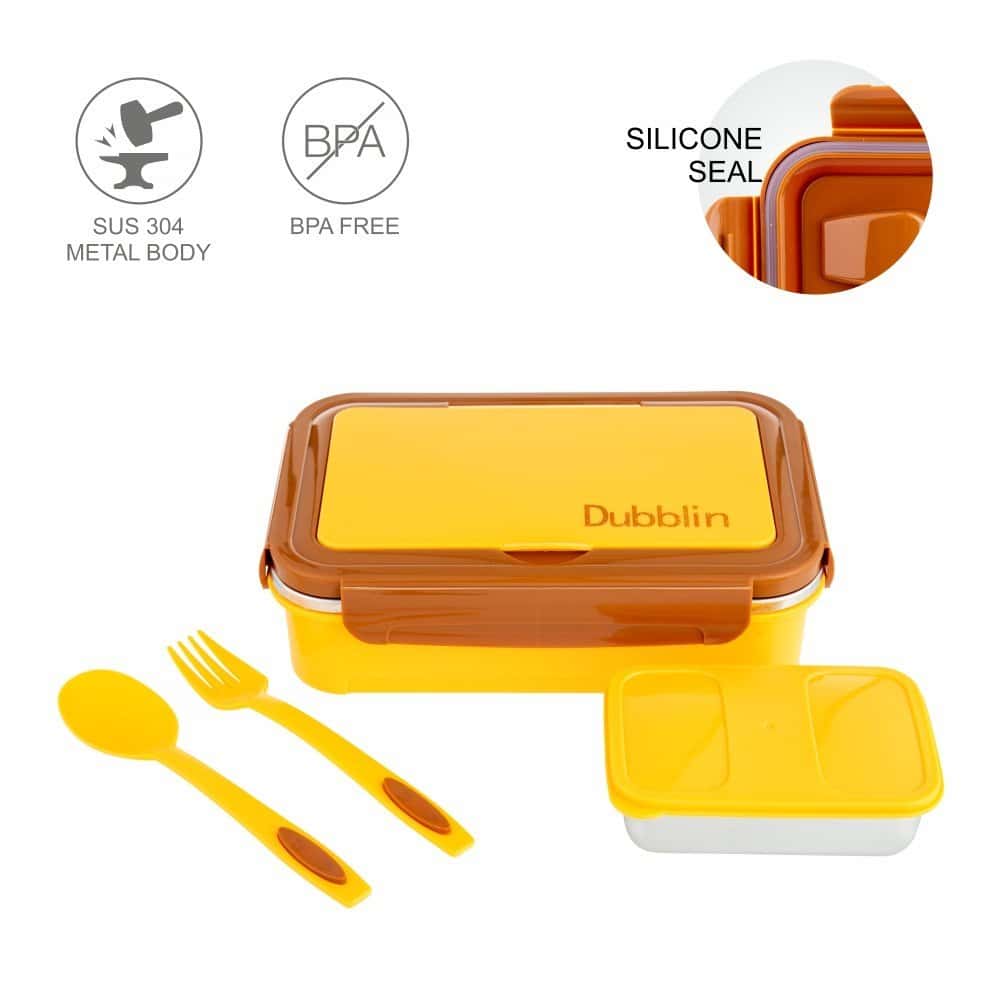 Dubblin Lunch Box Steel Buffet 750 Ml Yellow For Unisex.