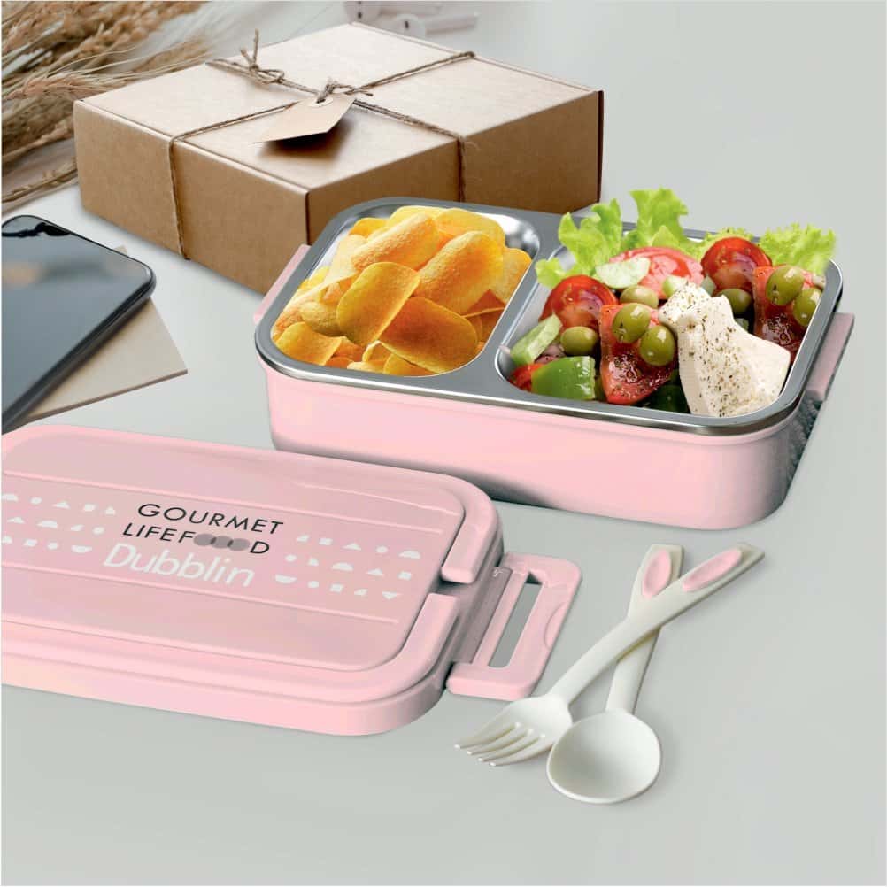 Dubblin Lunch Box Steel Brunch 750 Ml Pink For Unisex.