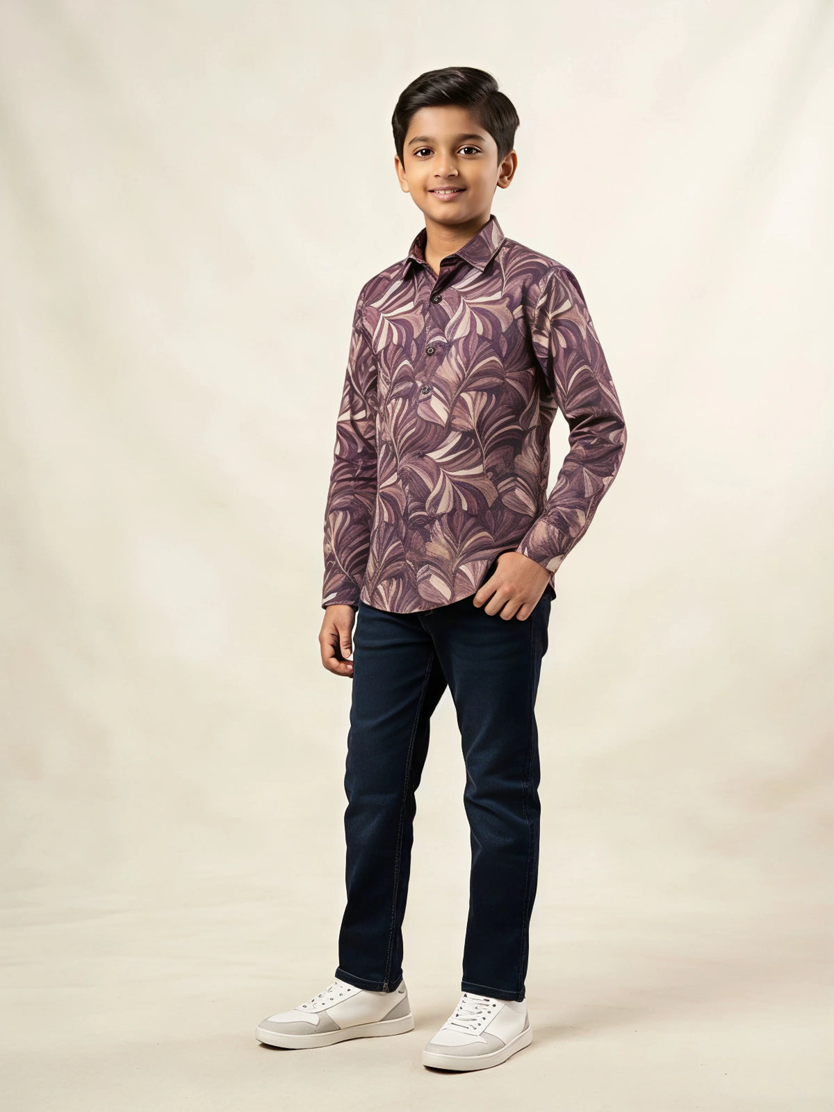 Purple Abstract Print Shirts