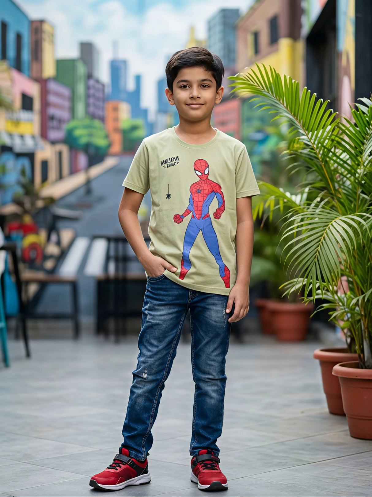 Boys Green Spider-Man Graphic T-Shirt