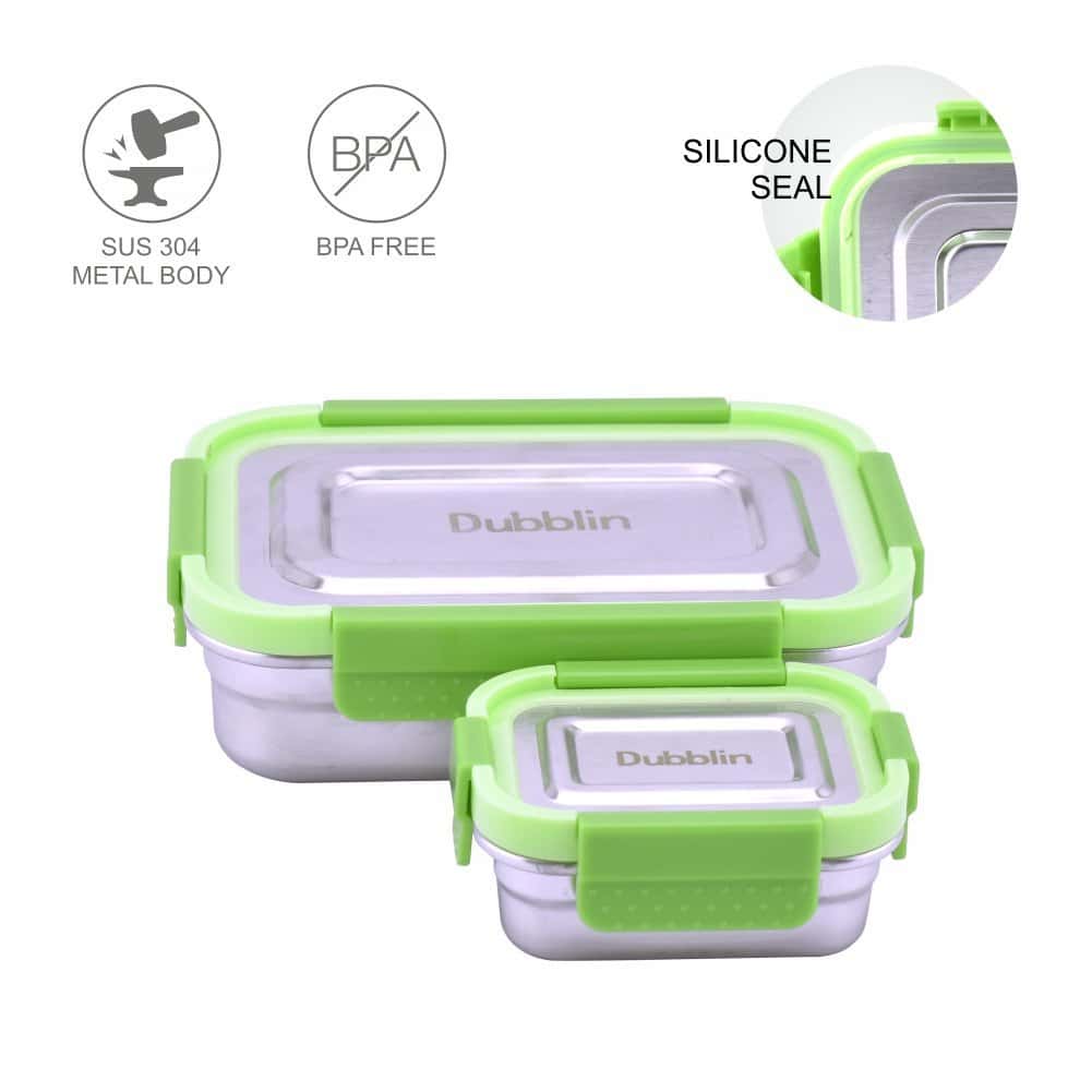 Dubblin Lunch Box Steel Dine Out Jr 800 Ml Green For Unisex.