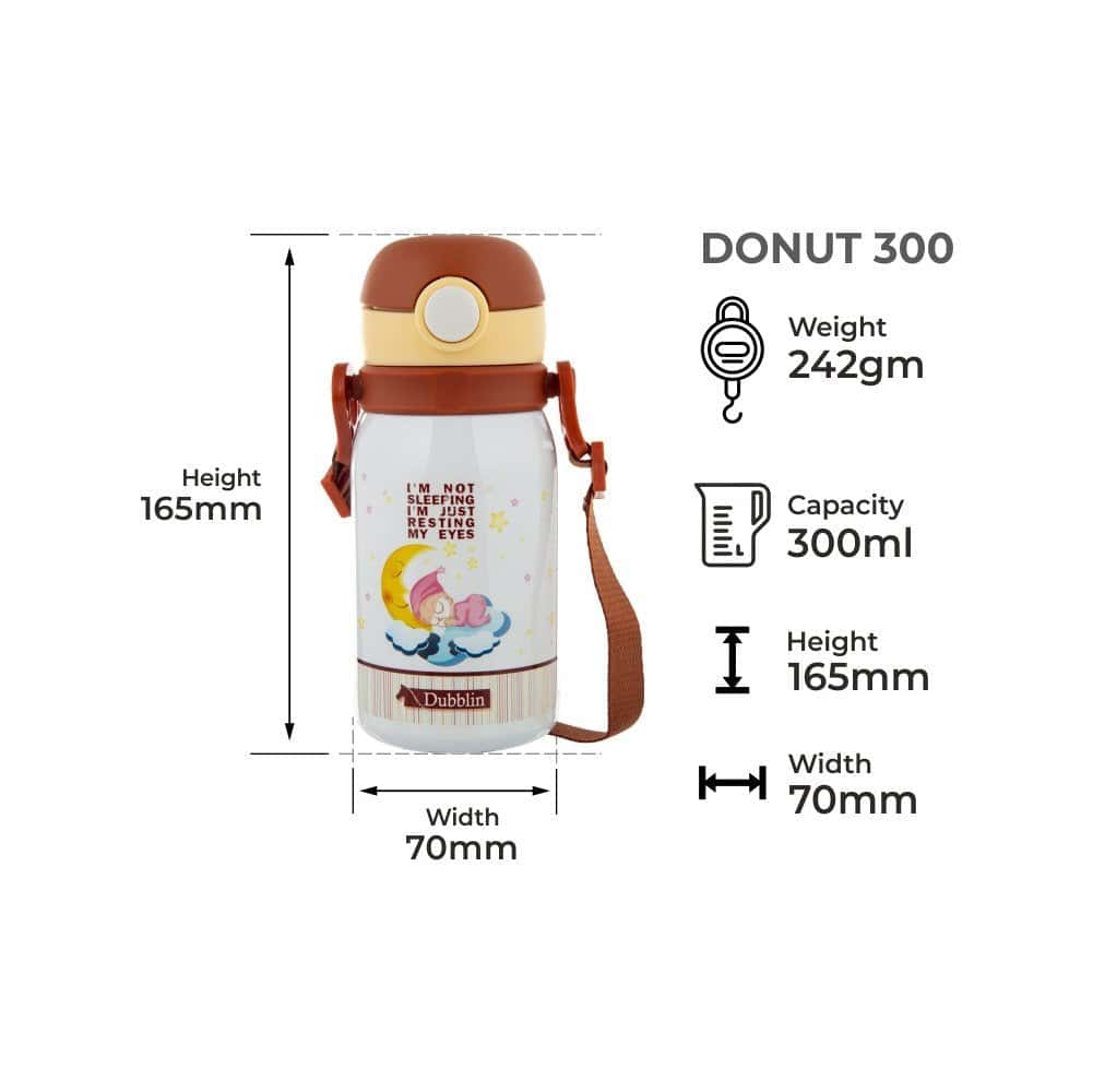 Dubblin Water Bottle Donut Steel 300 Ml Brown For Unisex.
